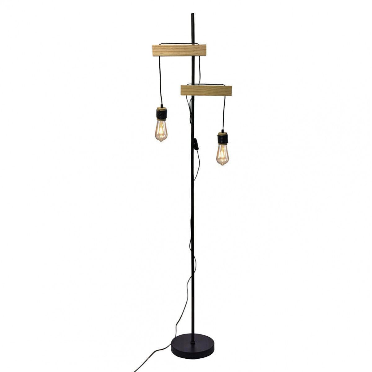 Armele - Lampadaire En Métal Noir Et Bois