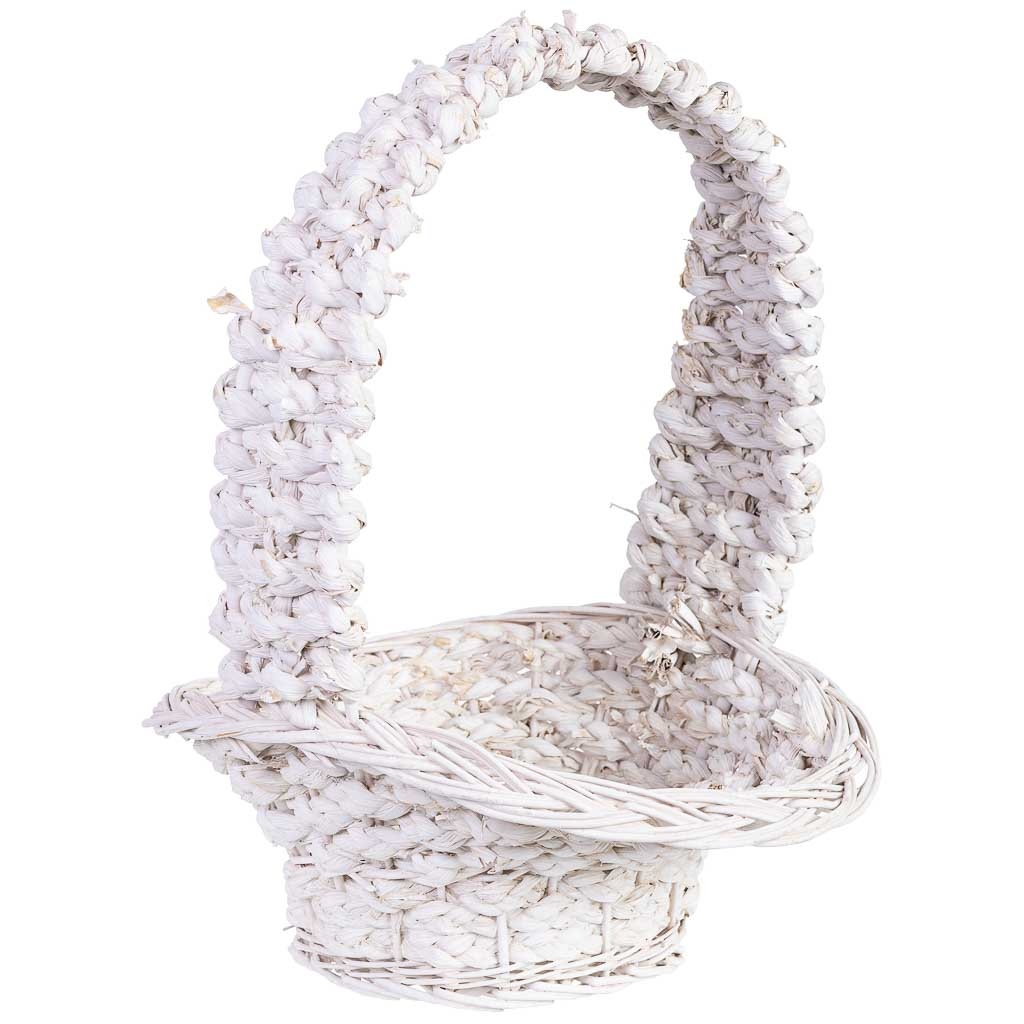 Panier En Osier Blanc 38x31x13/16/43h Cm
