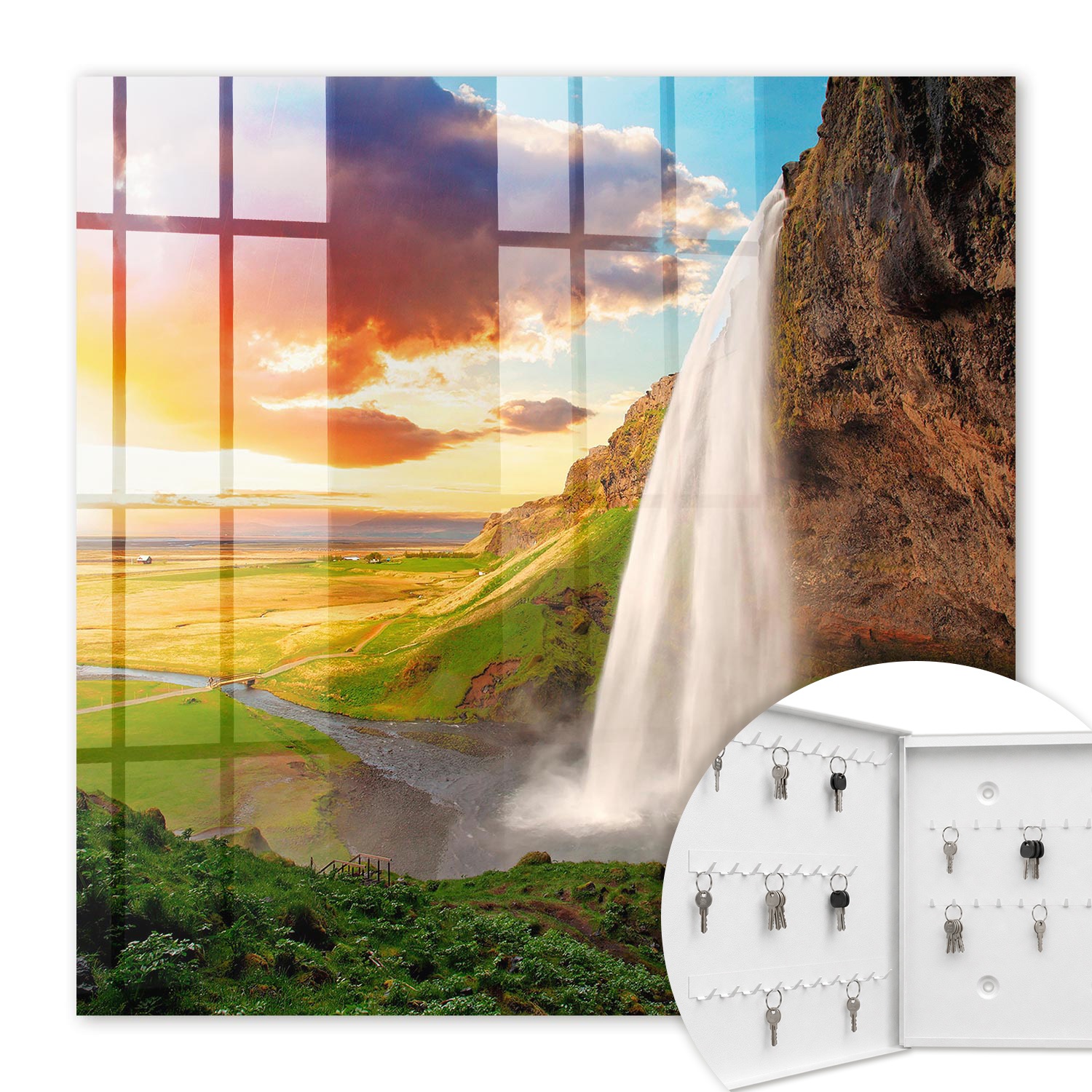 Armoire À Clés - (30 Cm X 30 Cm) - Boîte À Clés Murale - Coffret De Rangement Pour Clés - Couleur Blanche - Ouverture Vers La Gauche - Pour Maison Et Bureau - Un Paysage Époustouflant