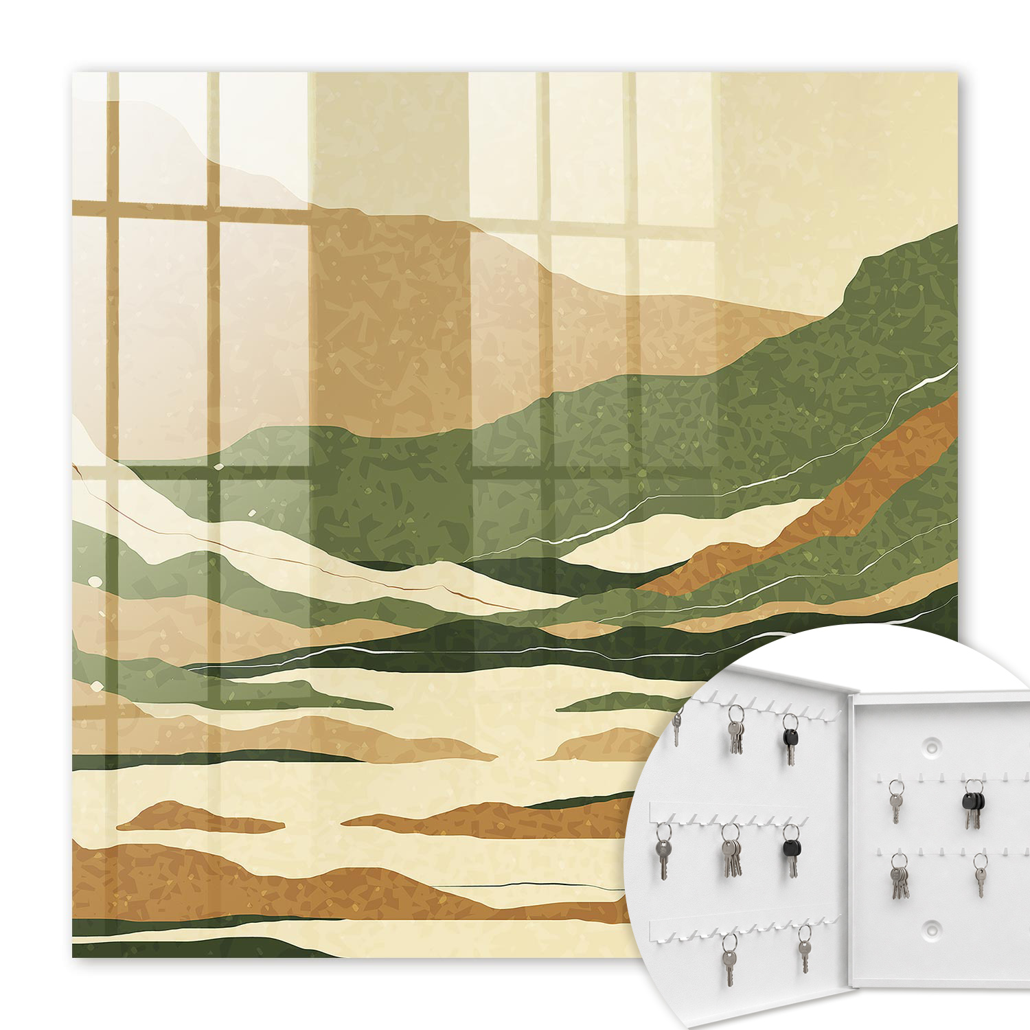 Armoire À Clés - (30 Cm X 30 Cm) - Boîte À Clés Murale - Coffret De Rangement Pour Clés - Couleur Blanche - Ouverture Vers La Gauche - Pour Maison Et Bureau - Paix De La Montagne