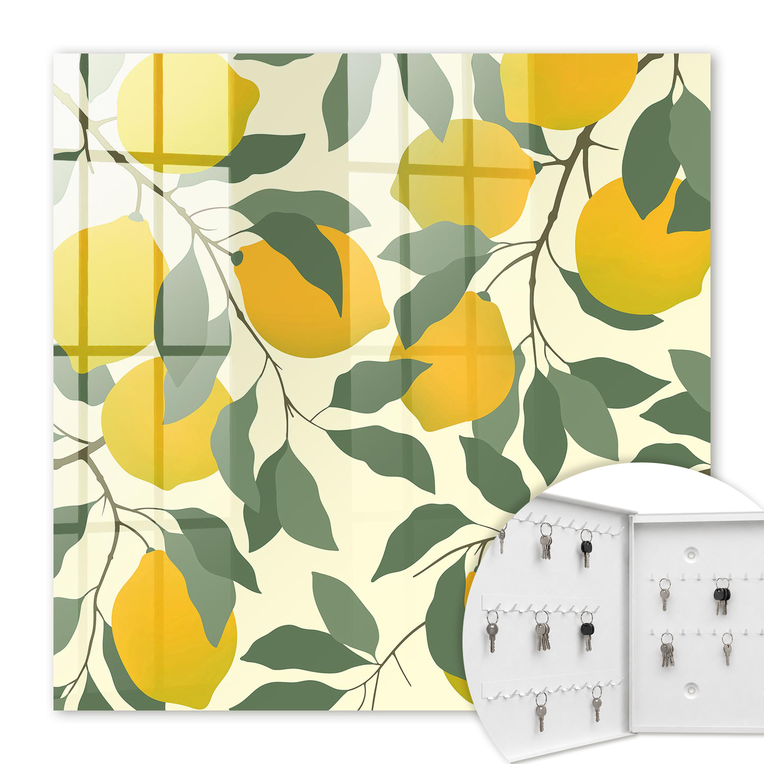Armoire À Clés - (30 Cm X 30 Cm) - Boîte À Clés Murale - Coffret De Rangement Pour Clés - Couleur Blanche - Ouverture Vers La Gauche - Pour Maison Et Bureau - Citrons Juteux