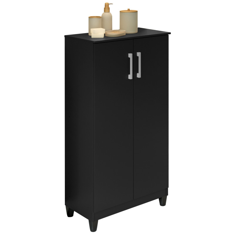 Armoire Beaux Meubles Pas Chers Brisa 2 Portes 4 Niches 121,2 Cm Noir Bois