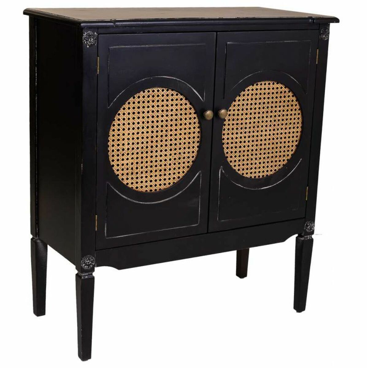 Meuble D'entrée Alexandra House Living Noir Rotin Bois D'épicéa Bois Mdf 38 X 90 X 80 Cm