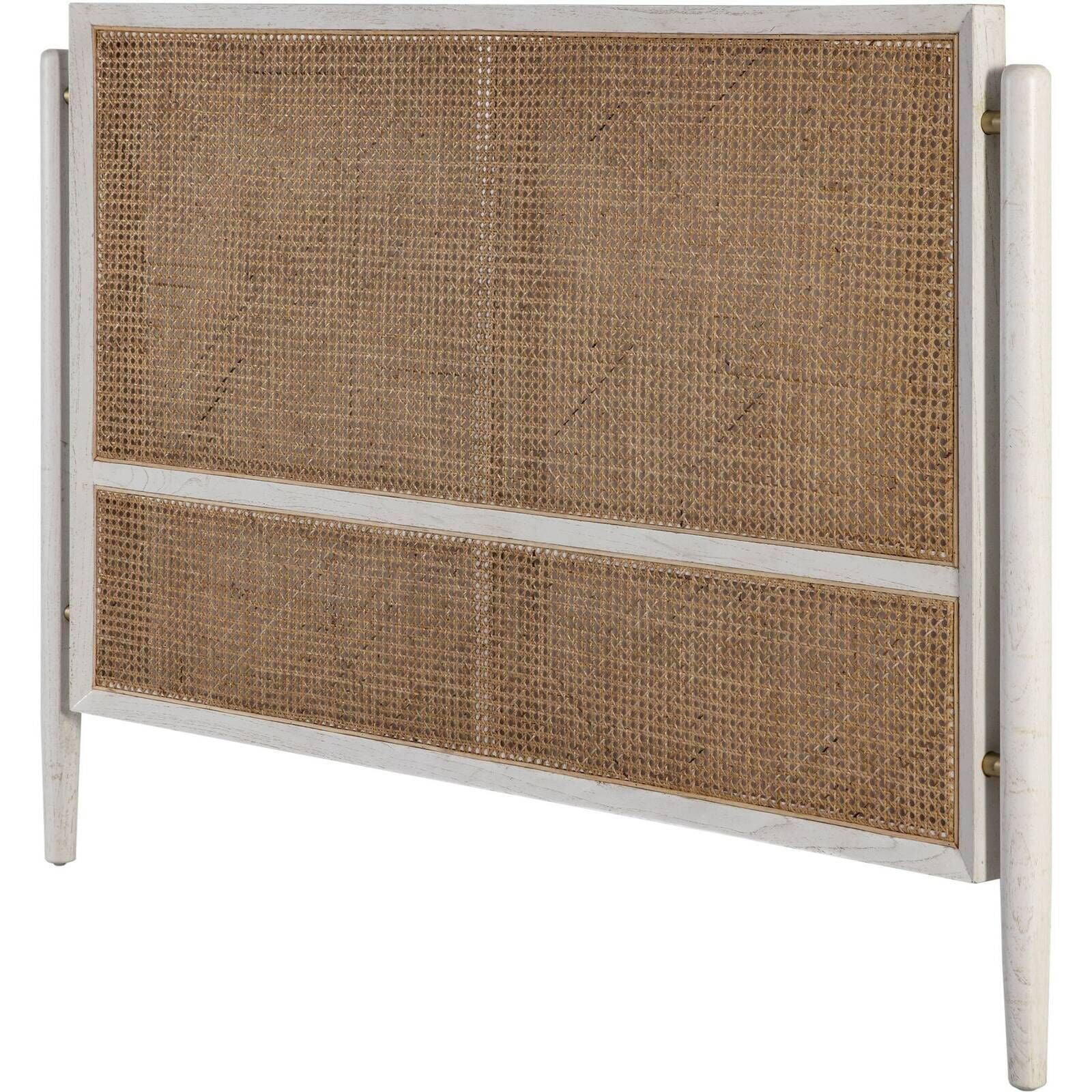 Têtes De Lit 160 X 6 X 110 Cm Bois, Métal, Rotin - Blanc, Doré, Naturel