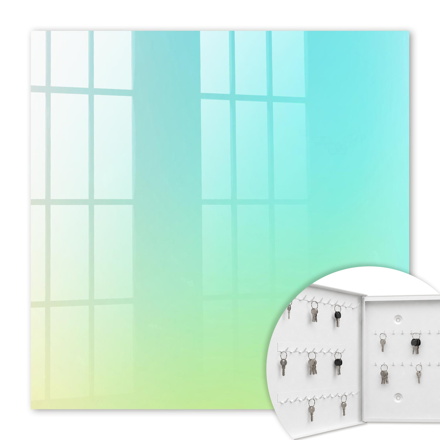 Armoire À Clés - (30 Cm X 30 Cm) - Boîte À Clés Murale - Coffret De Rangement Pour Clés - Couleur Blanche - Ouverture Vers La Gauche - Pour Maison Et Bureau - Fraîcheur Estivale