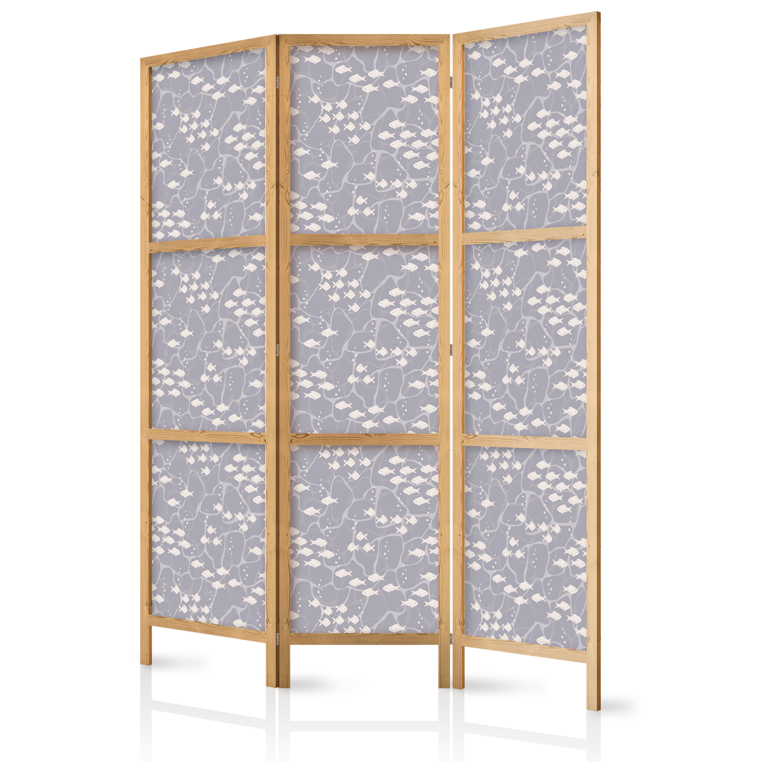Paravent Japonais -minuscules Poissons En Tons Gris 135x172