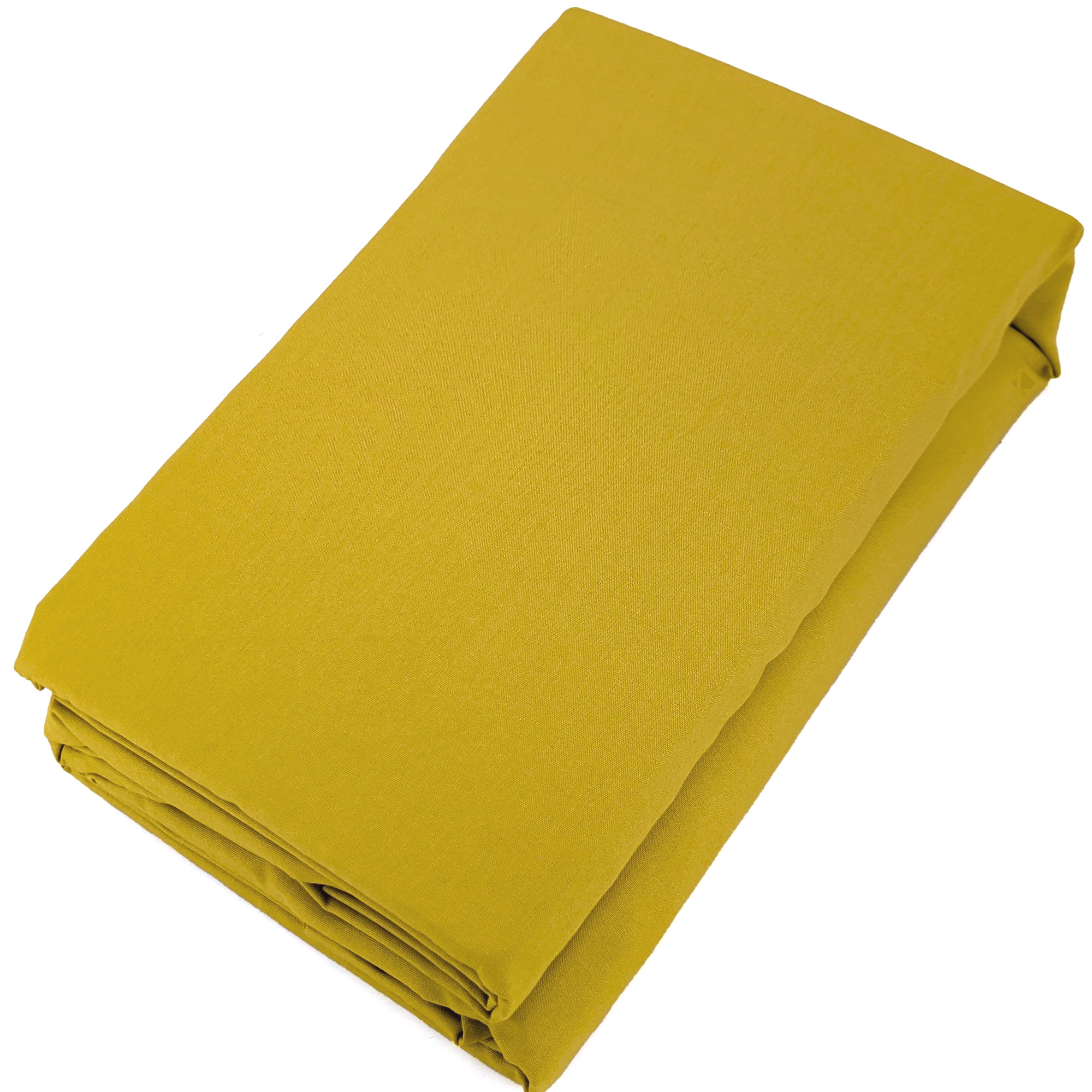 Drap Housse Uni 140x190 Cm Bonnet 35 Cm Percale De Coton Manoir Jaune Moutarde