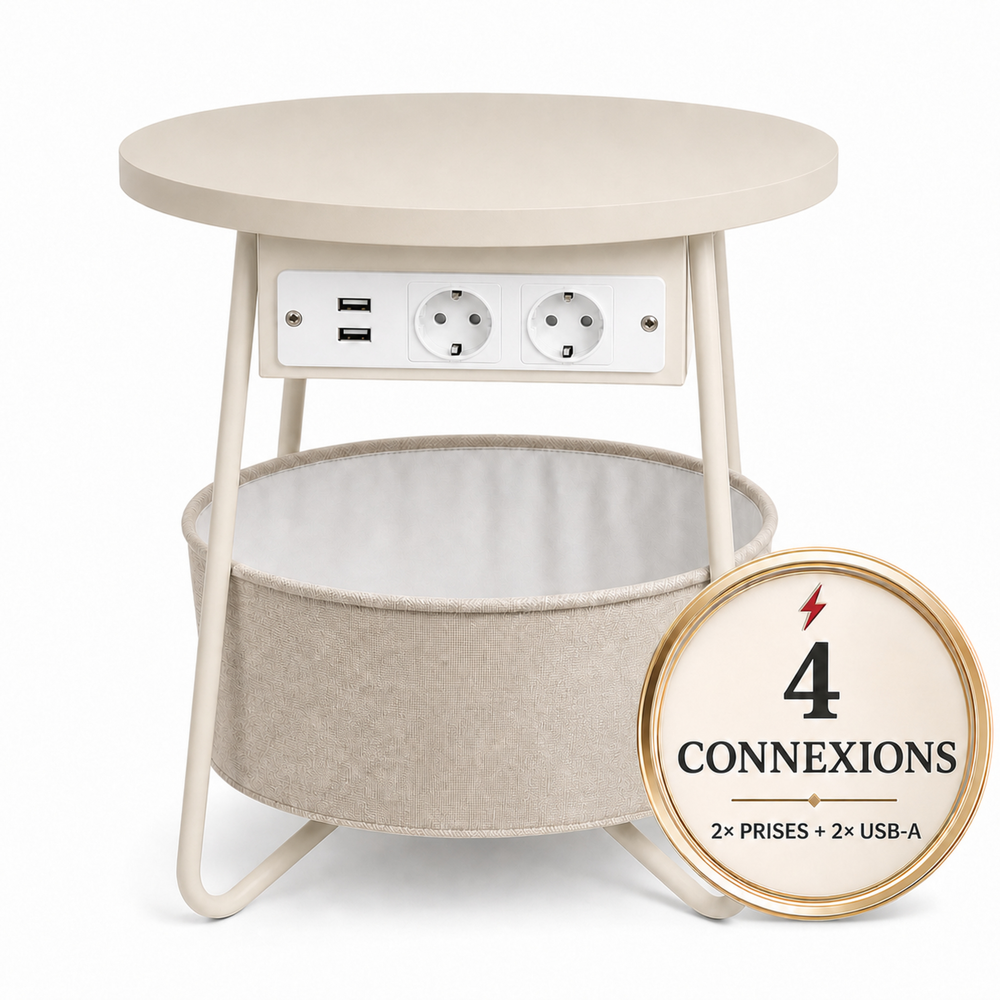 Table D'appoint Dario Table Ronde Ø 45 Cm Beige Naturel