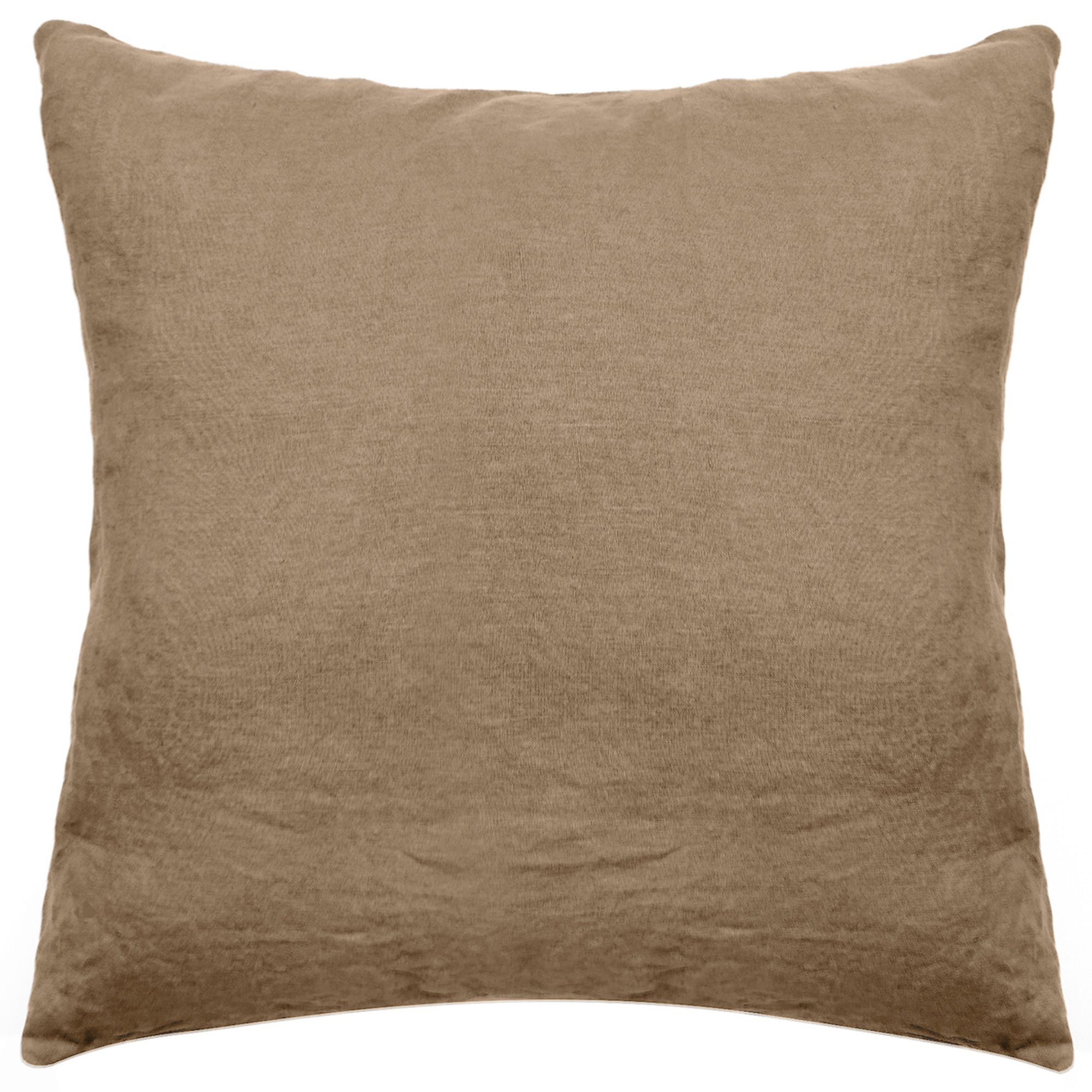 Taie D'oreiller Palace Pur Coton Lavé 65x65 Cm Uni Marron Cognac