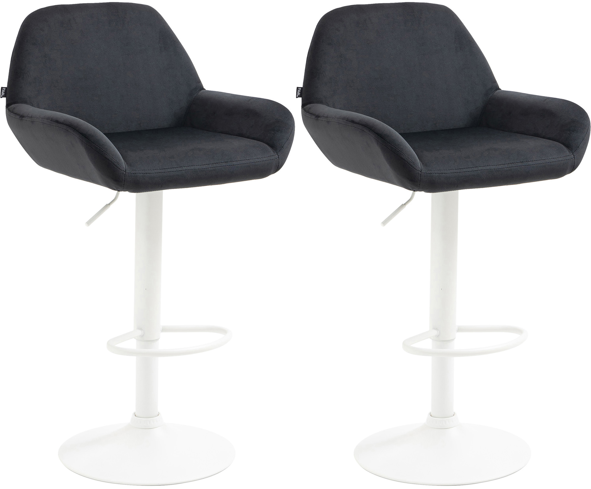 Lot De 2 Tabourets De Bar Braga Velours Blanc Noir