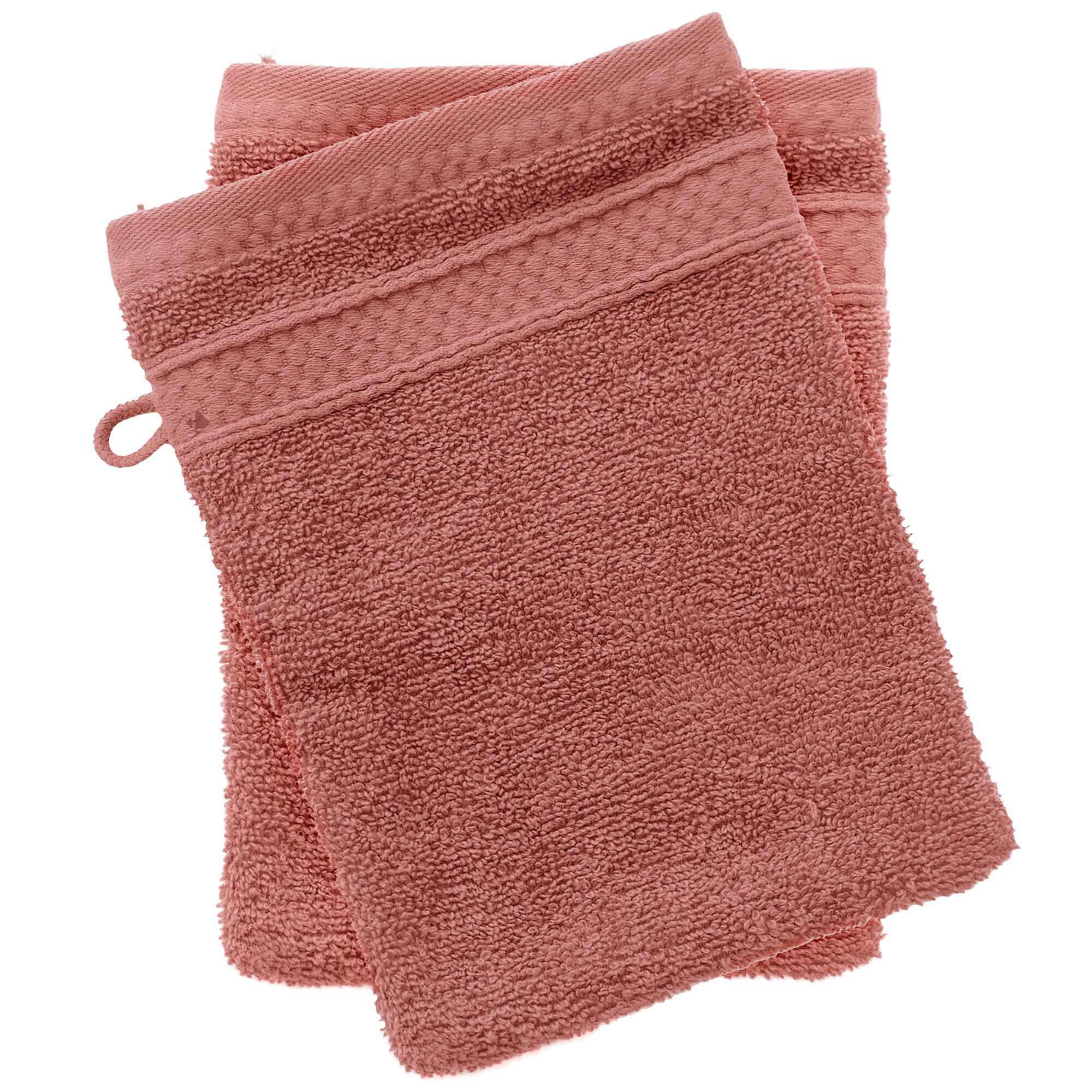 Lot De 2 Gants De Toilette Coton 550g/m2 Naïa Rose Pêche
