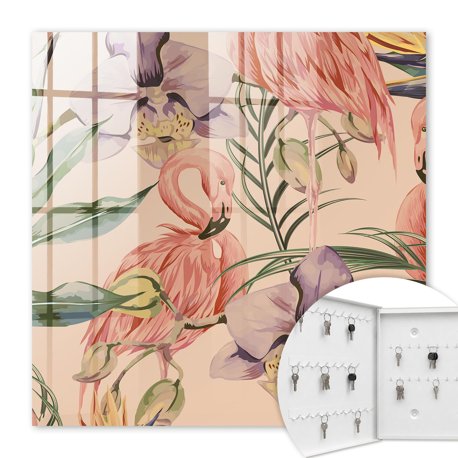Armoire À Clés - (30 Cm X 30 Cm) - Boîte À Clés Murale - Coffret De Rangement Pour Clés - Couleur Blanche - Ouverture Vers La Gauche - Pour Maison Et Bureau - Élégance Exotique
