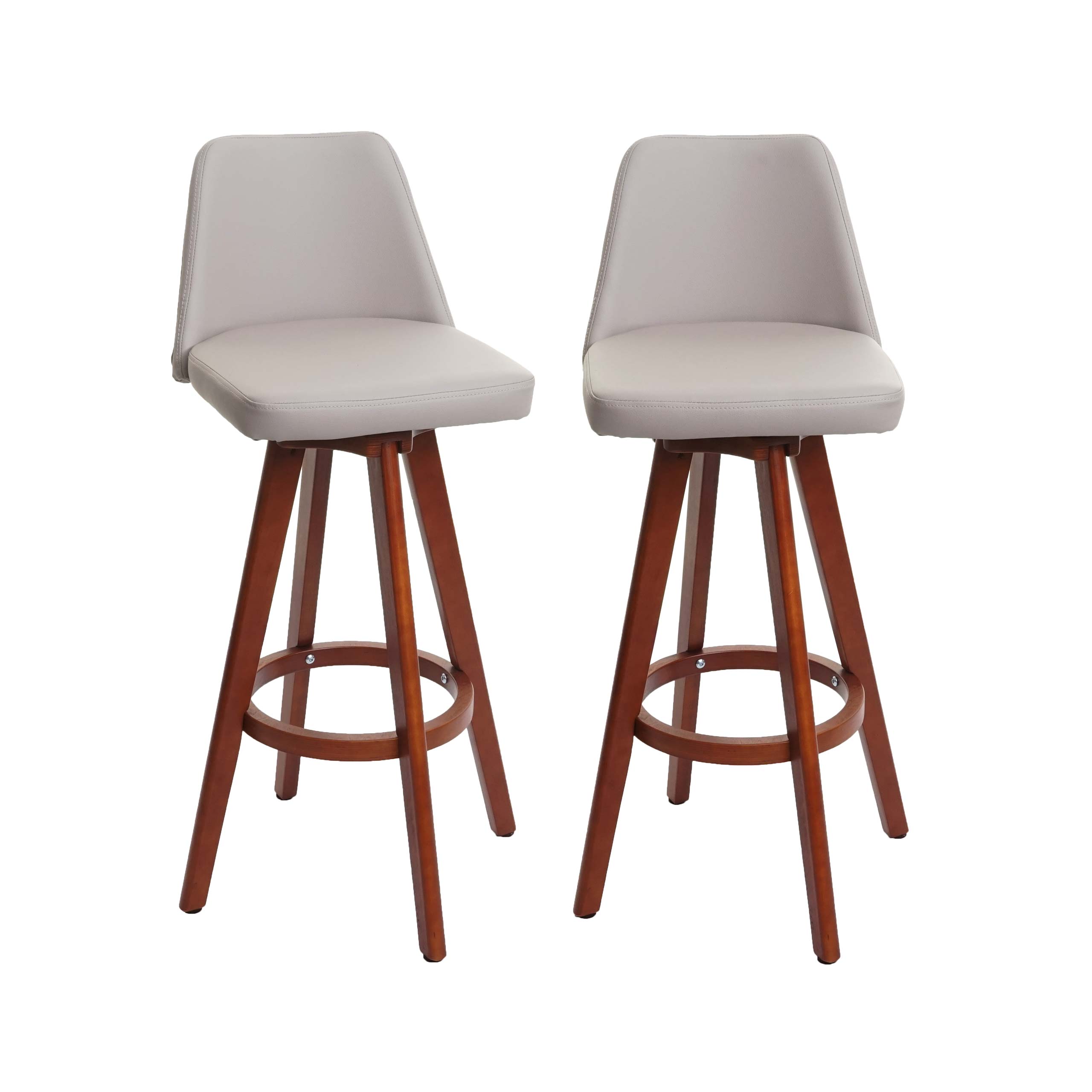 Lot De 2 Tabourets De Bar Chaises Comptoir Pivotant Avec Repose-pieds Cadre En Bois 04_0007457