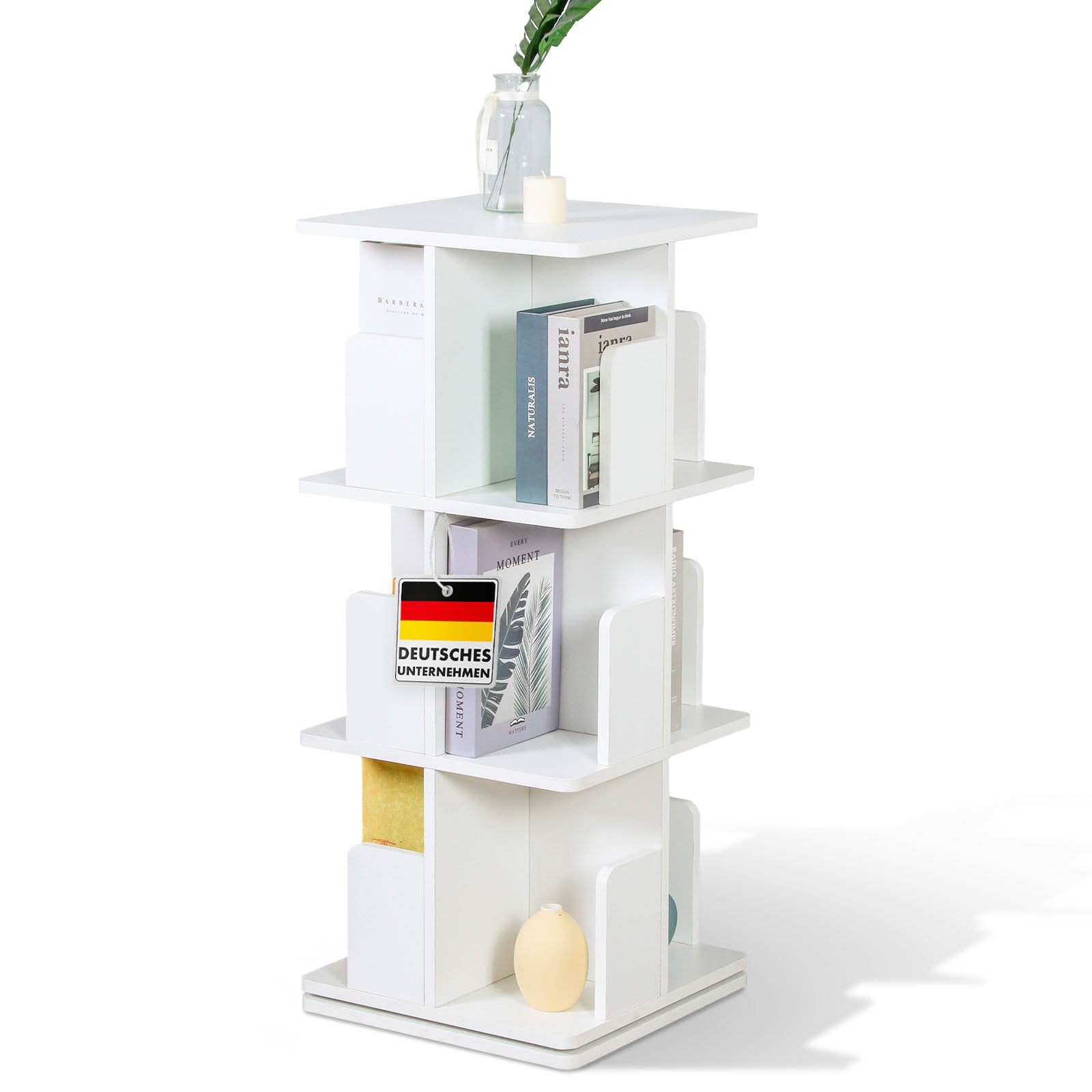 Bibliothèque 3 Etages, Étagère, Meuble De Rangement Blanc, 40 X 40 X 95 Cm