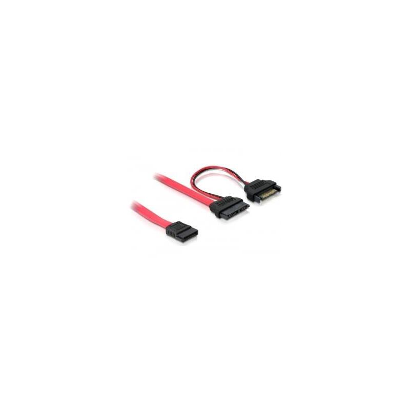 Cable Sata Slim Delock Femelle Sata 7 Broches + Sata 15 Broches 5 V 50 Cm