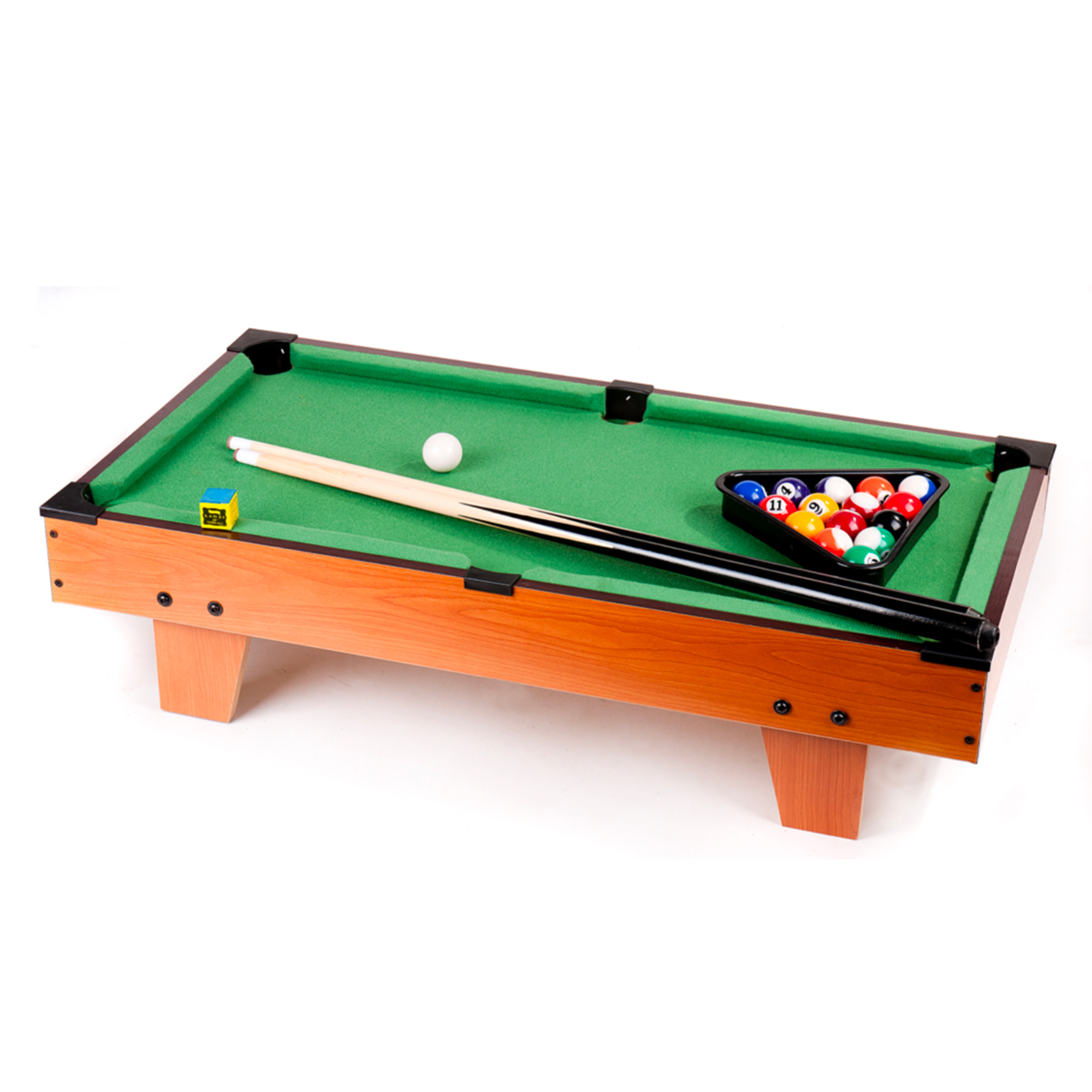 Mini Table De Billard Compact Tapis Feutrine 16 Boules 2 Queues