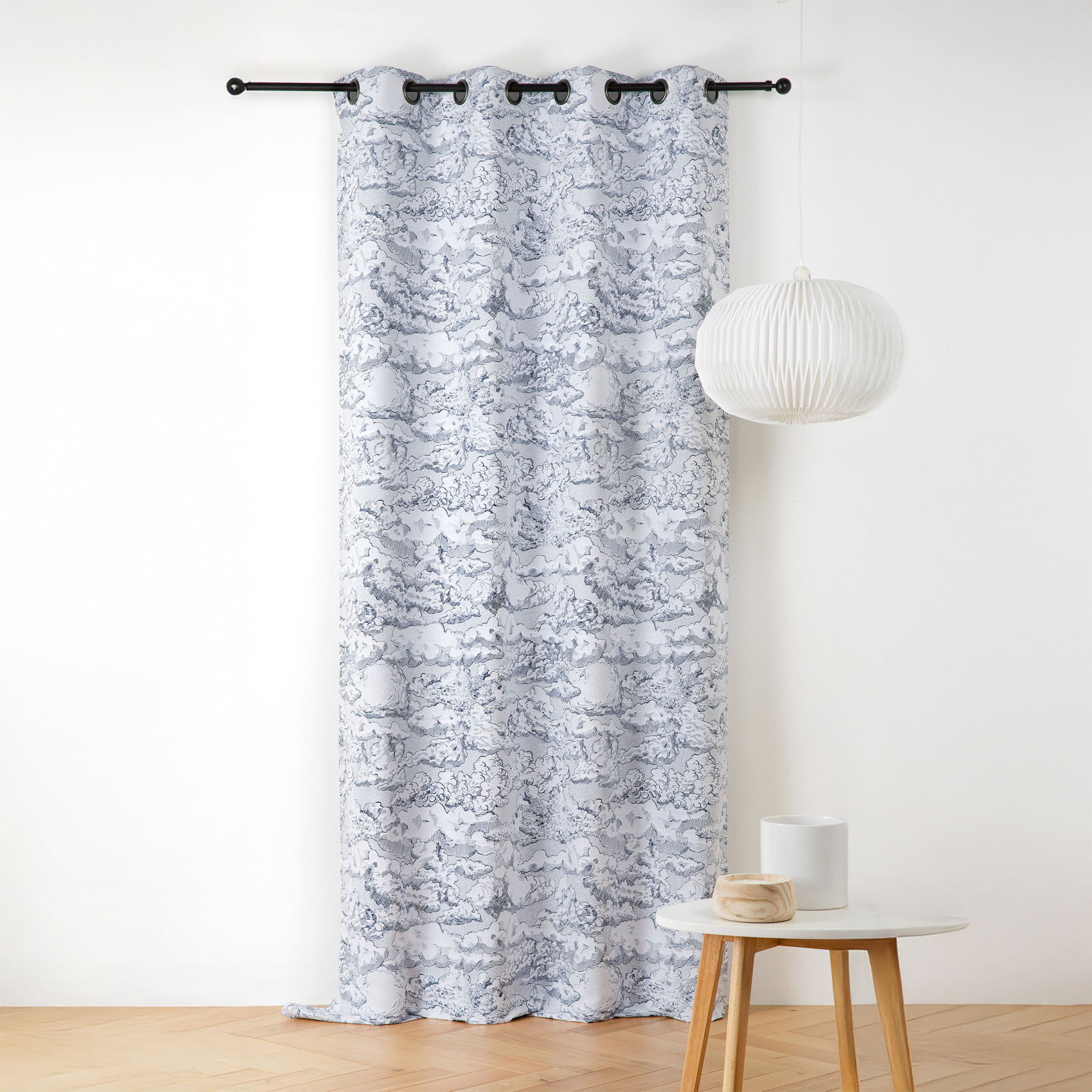 Rideau Jacquard Motif Nuage À Oeillets