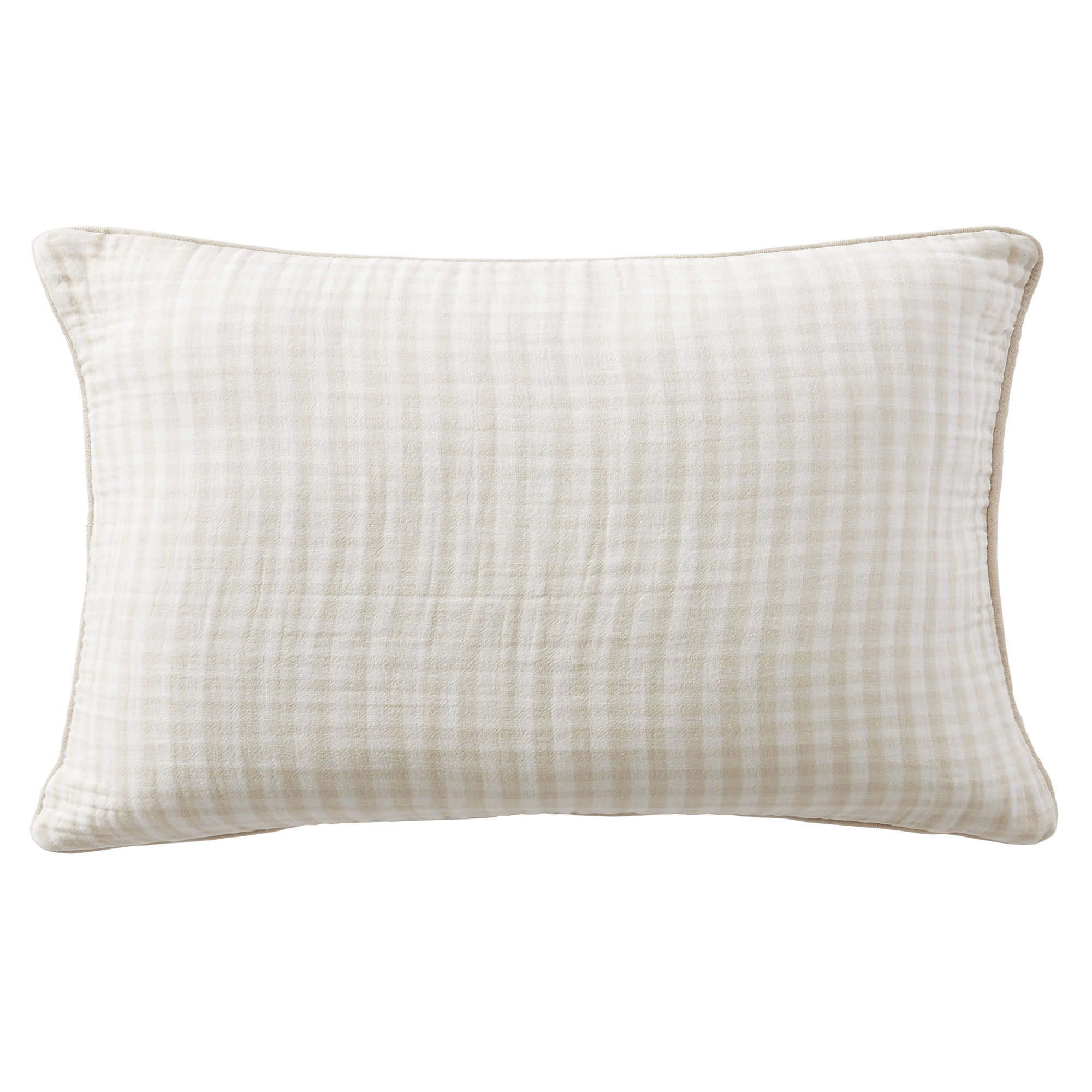 Coussin Avec Passepoil 40x60 Cm Gaze De Coton Quadri Naturel