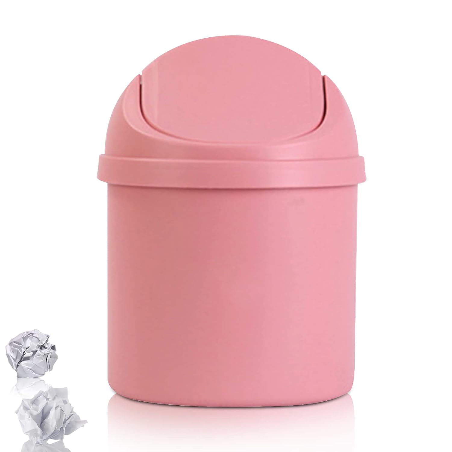 Mini Poubelle En Plastique Avec Couvercle Rose