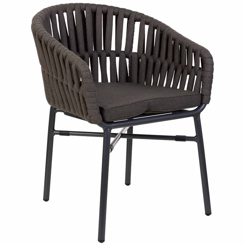 Chaise En Aluminium Avec Corde Gris 58x61x77