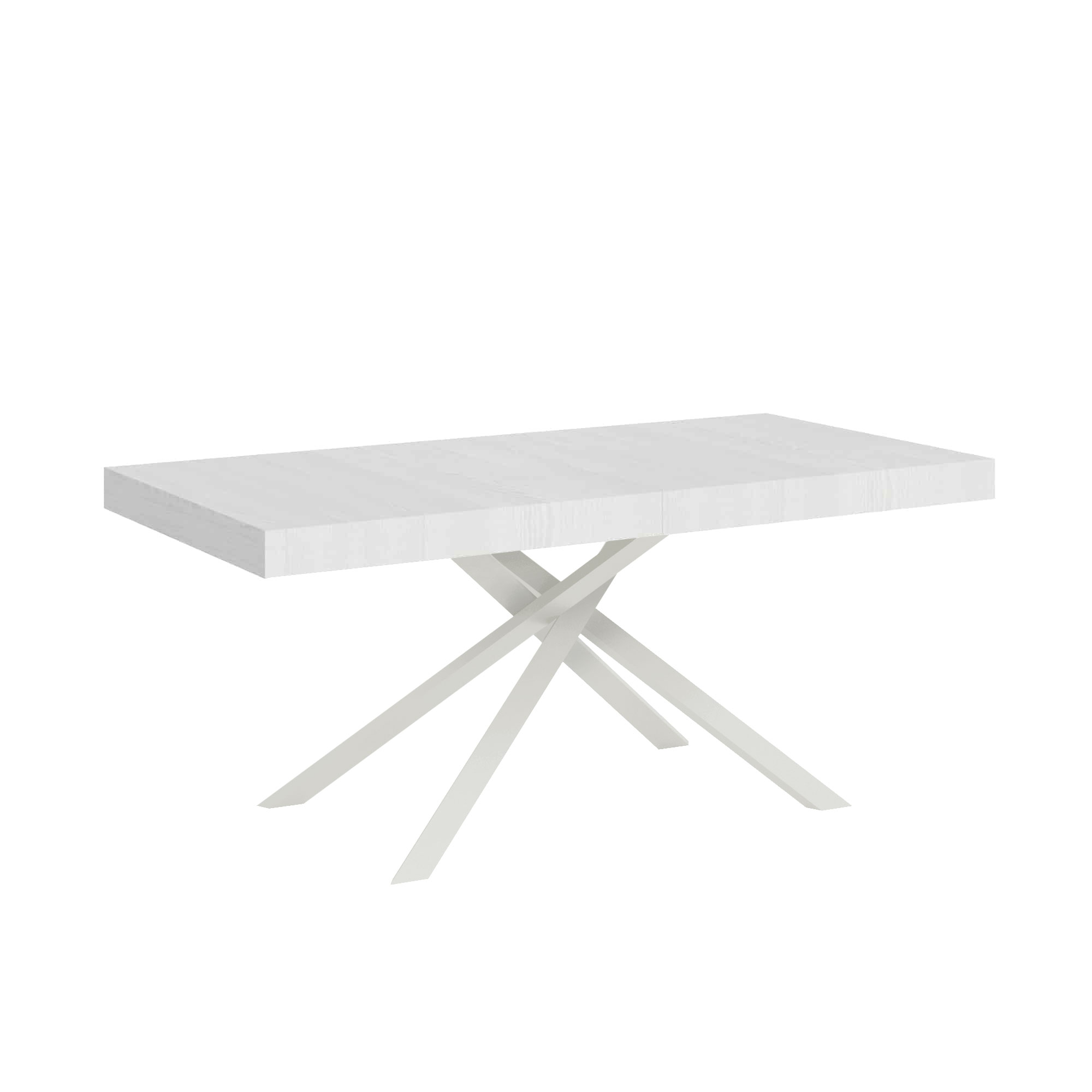 Table Extensible 160/264x90 Cm Karida Frêne Blanc Pieds Blancs