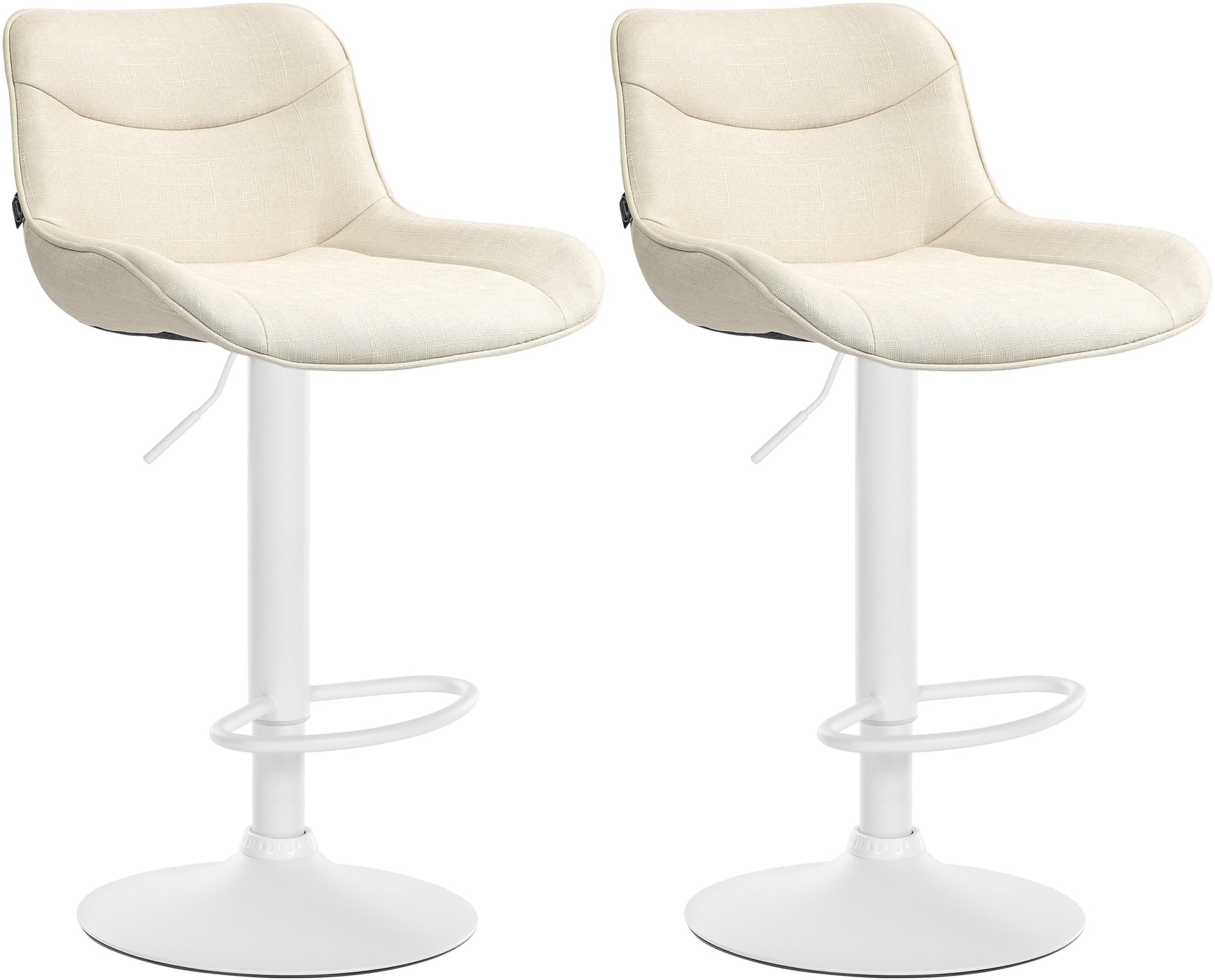 Lot De 2 Tabourets De Bar Vonore Tissu Blanc Crème