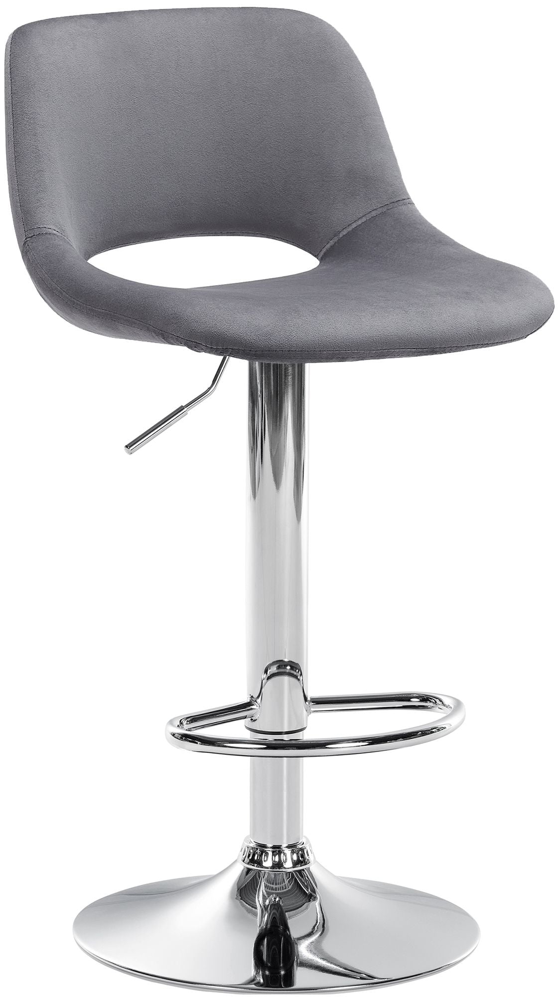 Tabouret De Bar Chaise Haute X1 Avec Repose-pieds En Velours Gris Foncé Piètement Métallique 10_0004595