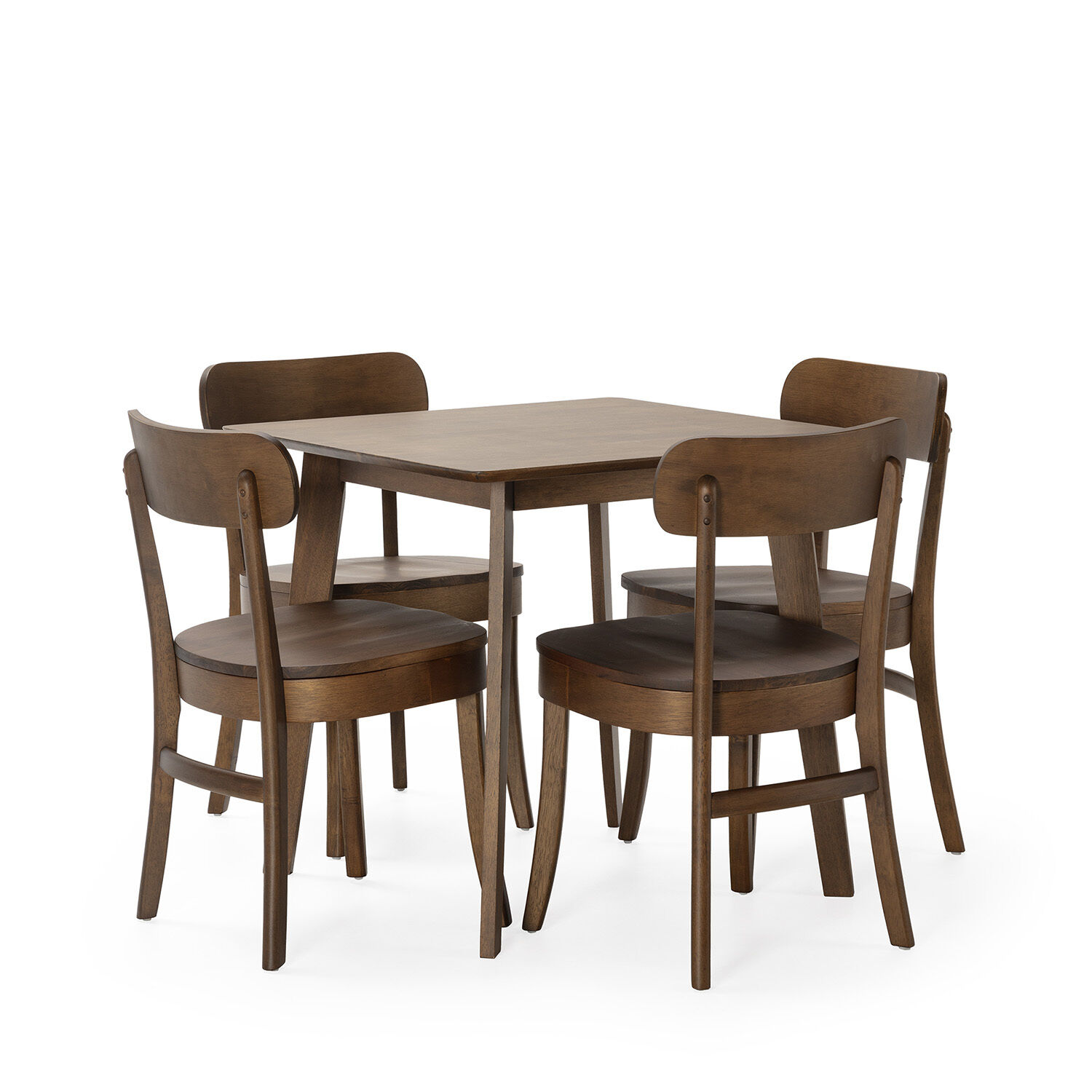 Ensemble Table 80x80 Cm Et 4 Chaises De Salle À Manger Nala Noyer