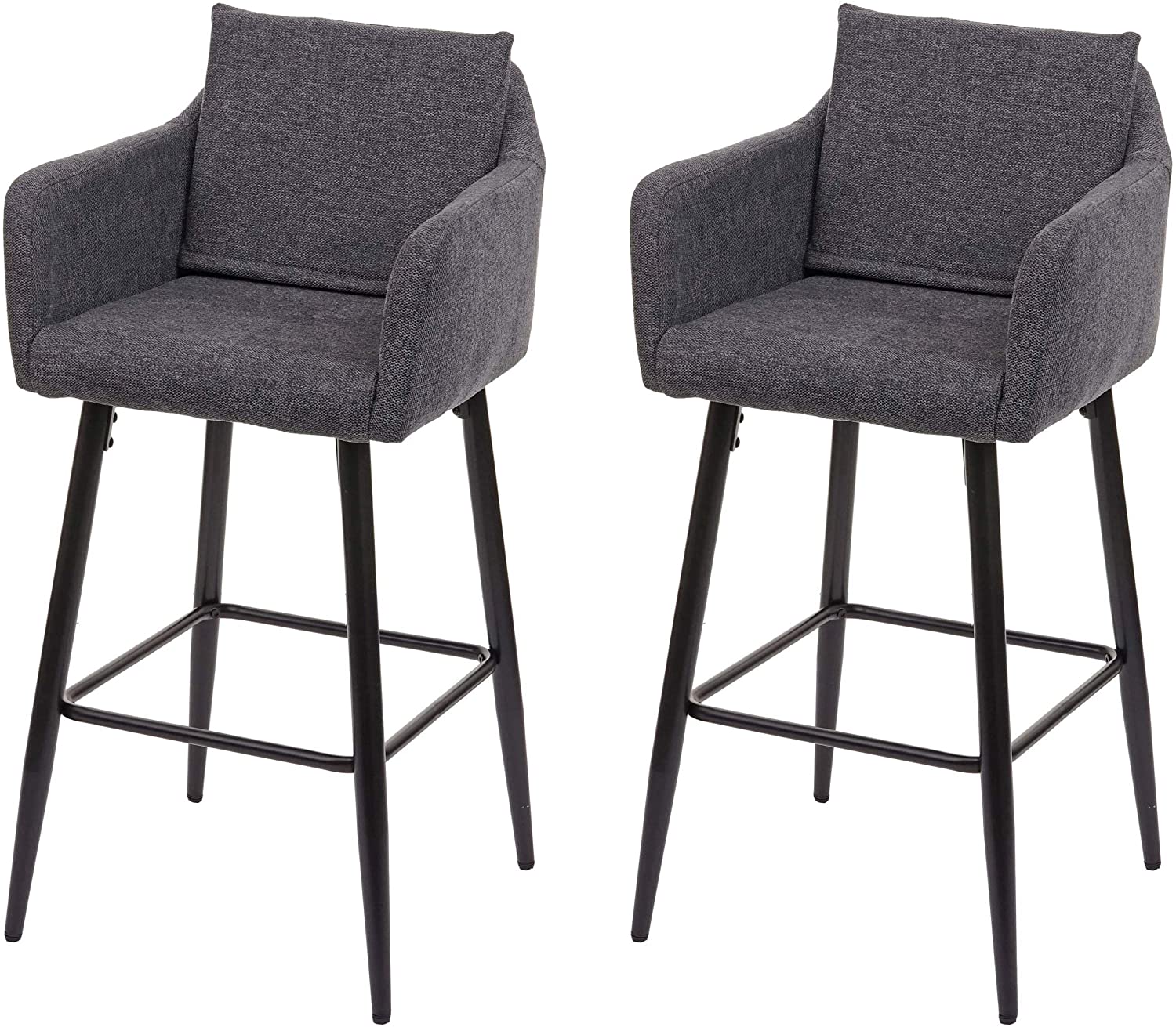 Lot De 2 Tabourets De Bar Avec Repose-pieds En Tissu Gris Foncé Et Métal Tdb04062