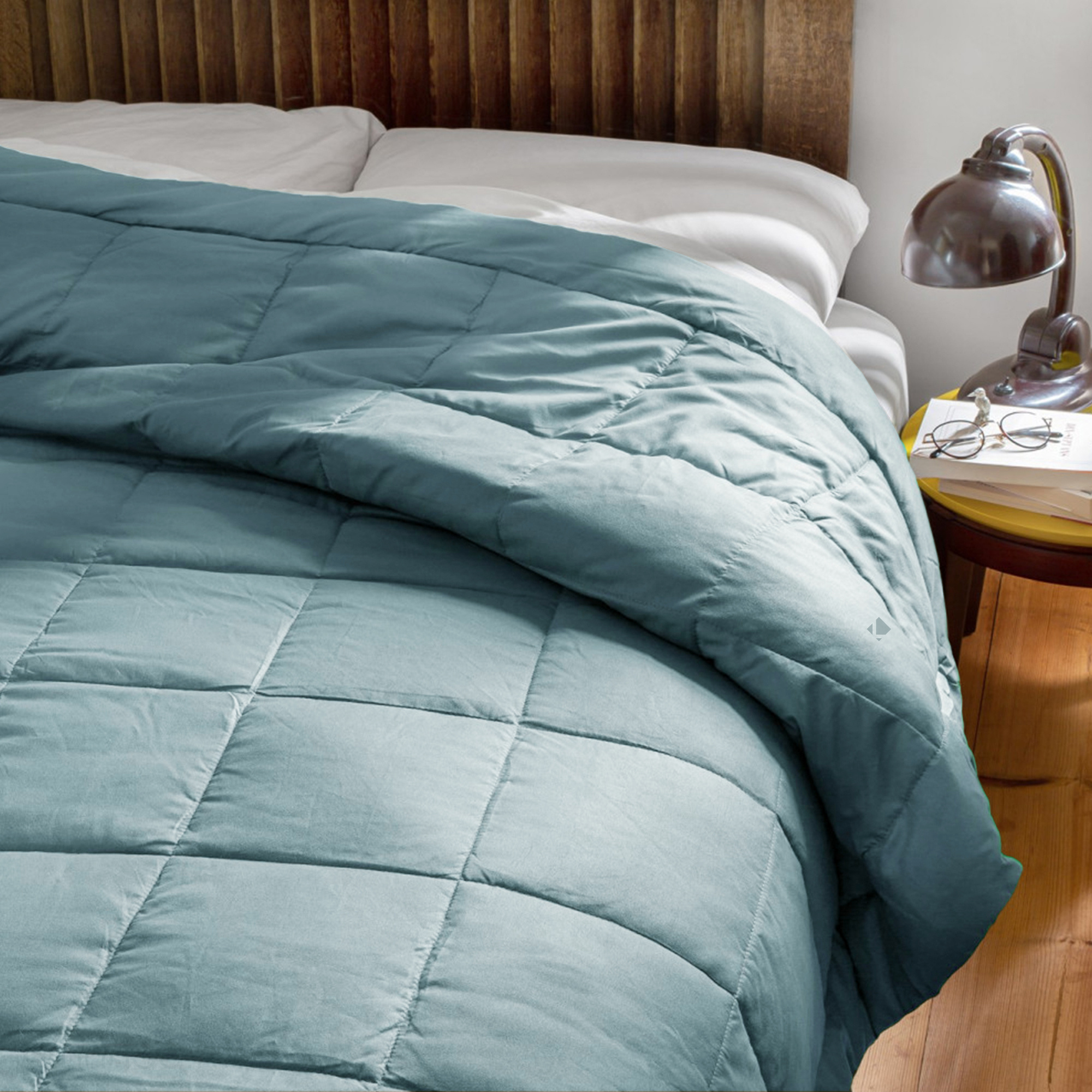 Dessus De Lit Polyester Microfibre 240x220 Cm Lazy Bleu Orage 150g/m2