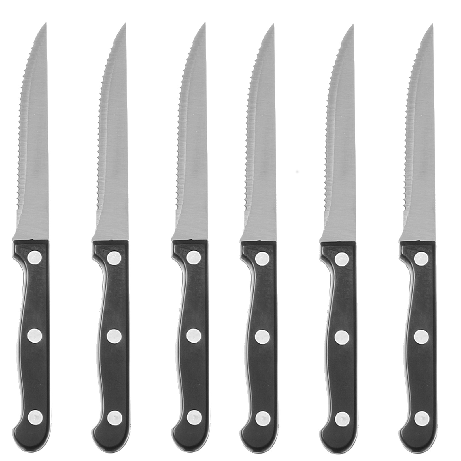Couteau À Steak Dentelé En Acier Inoxydable, Longueur 215 Mm, Lot De 6 - Hendi 781449