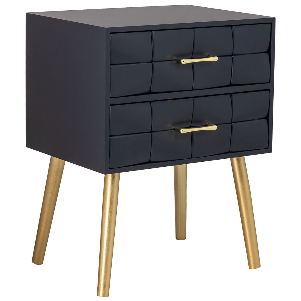 Table De Nuit En Bois Noir 50x38x73h Cm