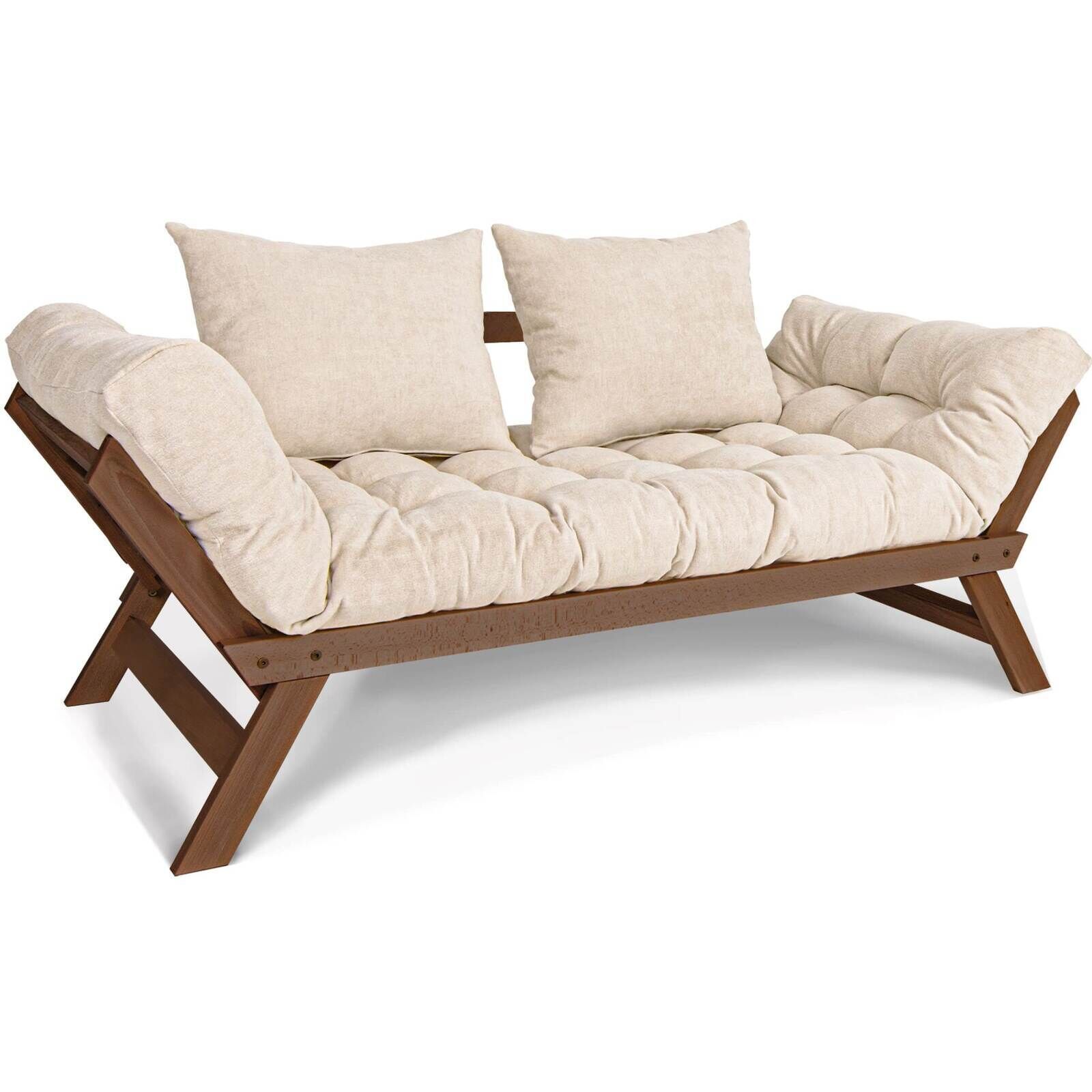 Canapé Lit Allegro - 80 X 203 Cm - Bois Clair Et Marron