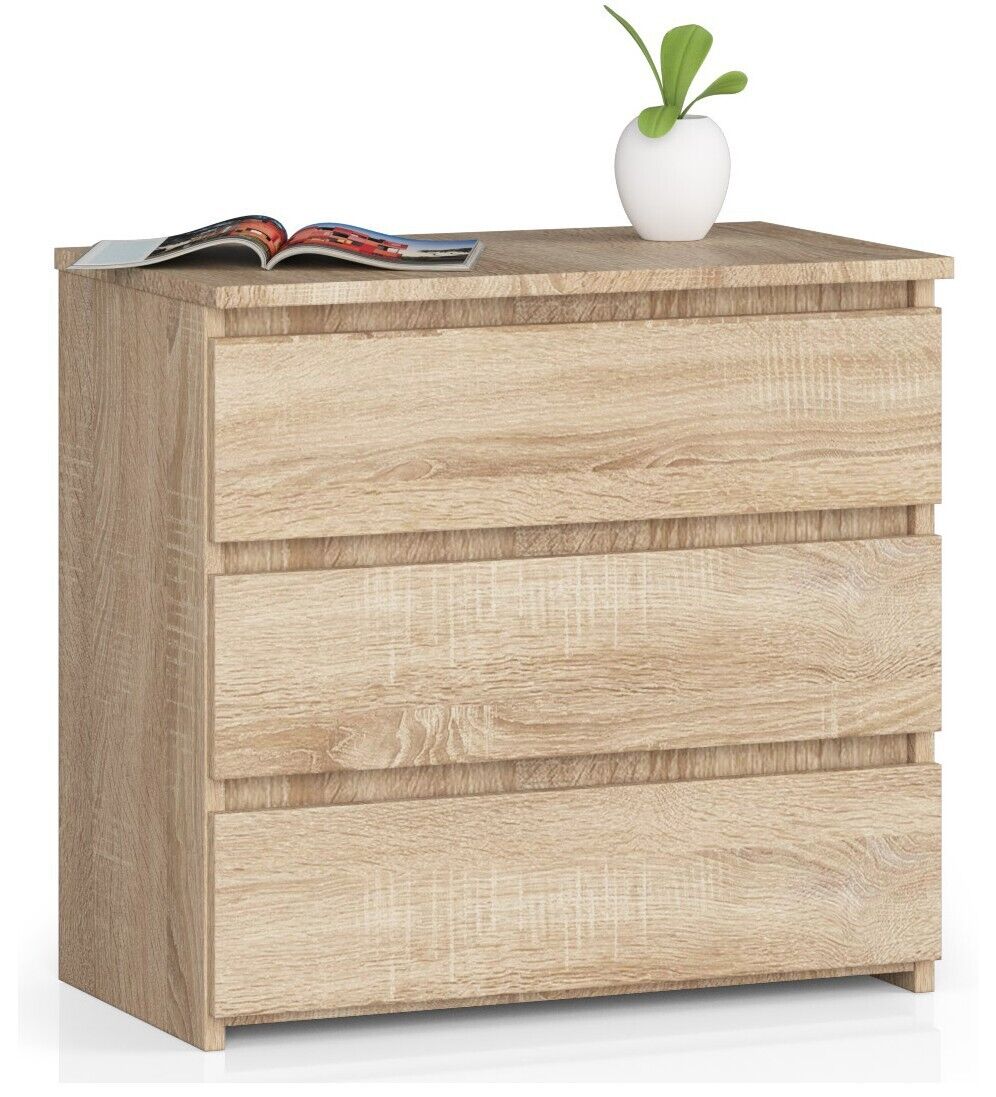 Table De Chevet Akord Chêne Sonoma 60 Cm 3 Tiroirs Façade Chêne Sonoma 60x35x57 Cm