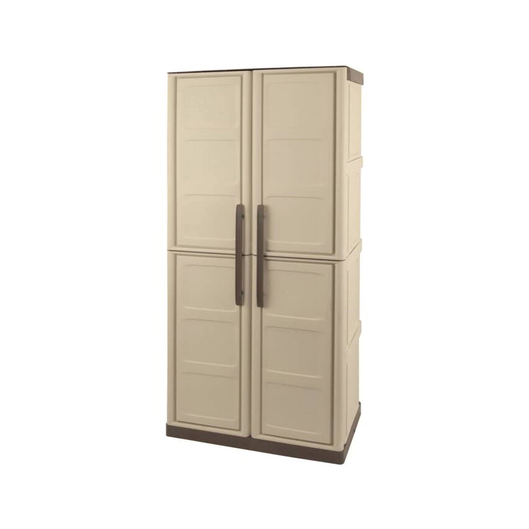 Armoire Extérieure,en Pvc,beige, Marron,70x39h165 Cm