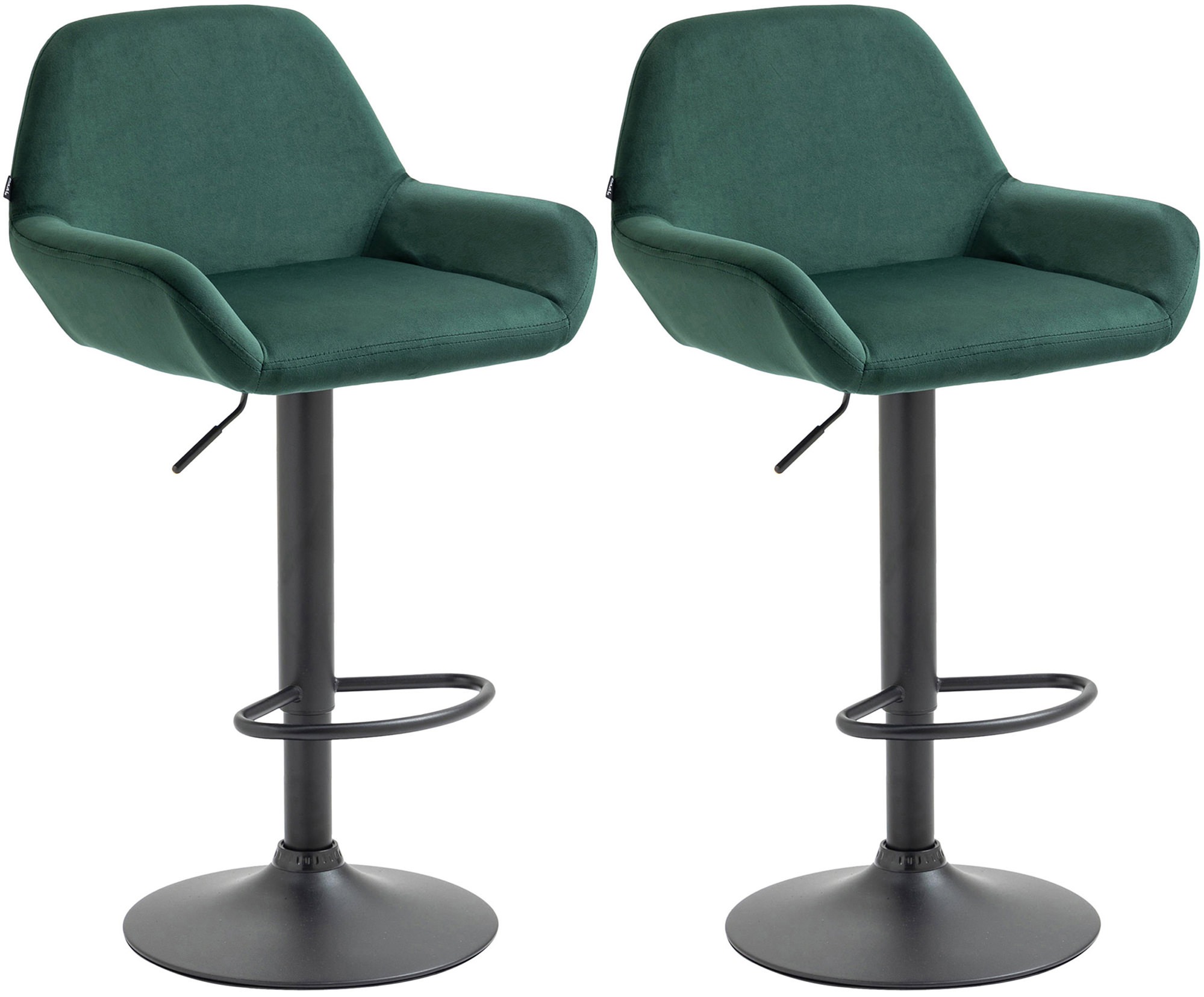 Lot De 2 Tabourets De Bar Braga Velours Noir Vert Foncé