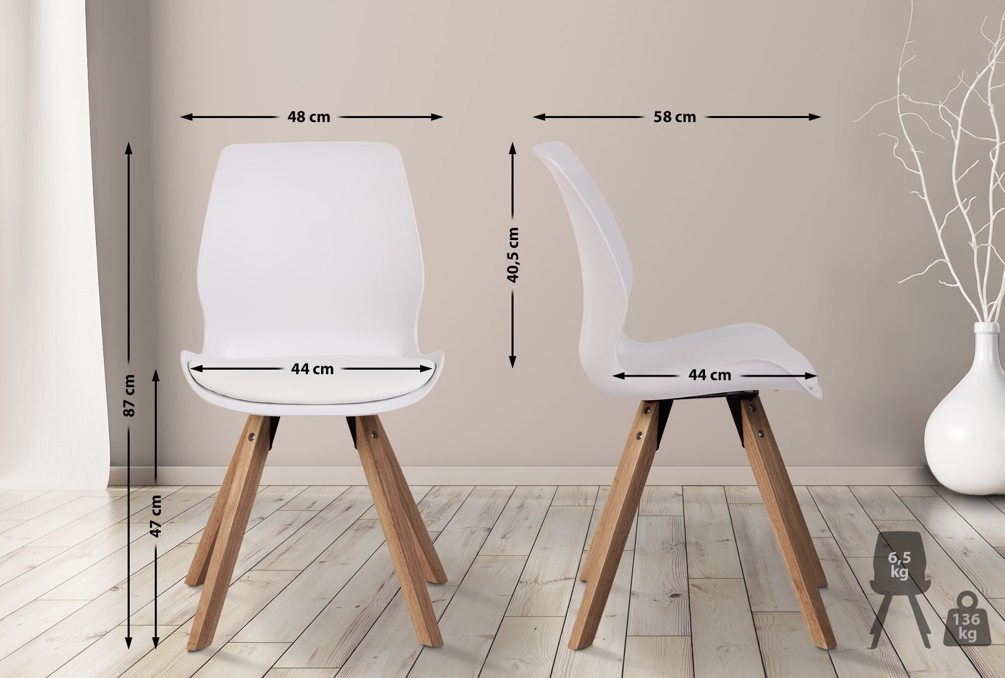 Lot De 2 Chaises Luna En Plastique Blanc