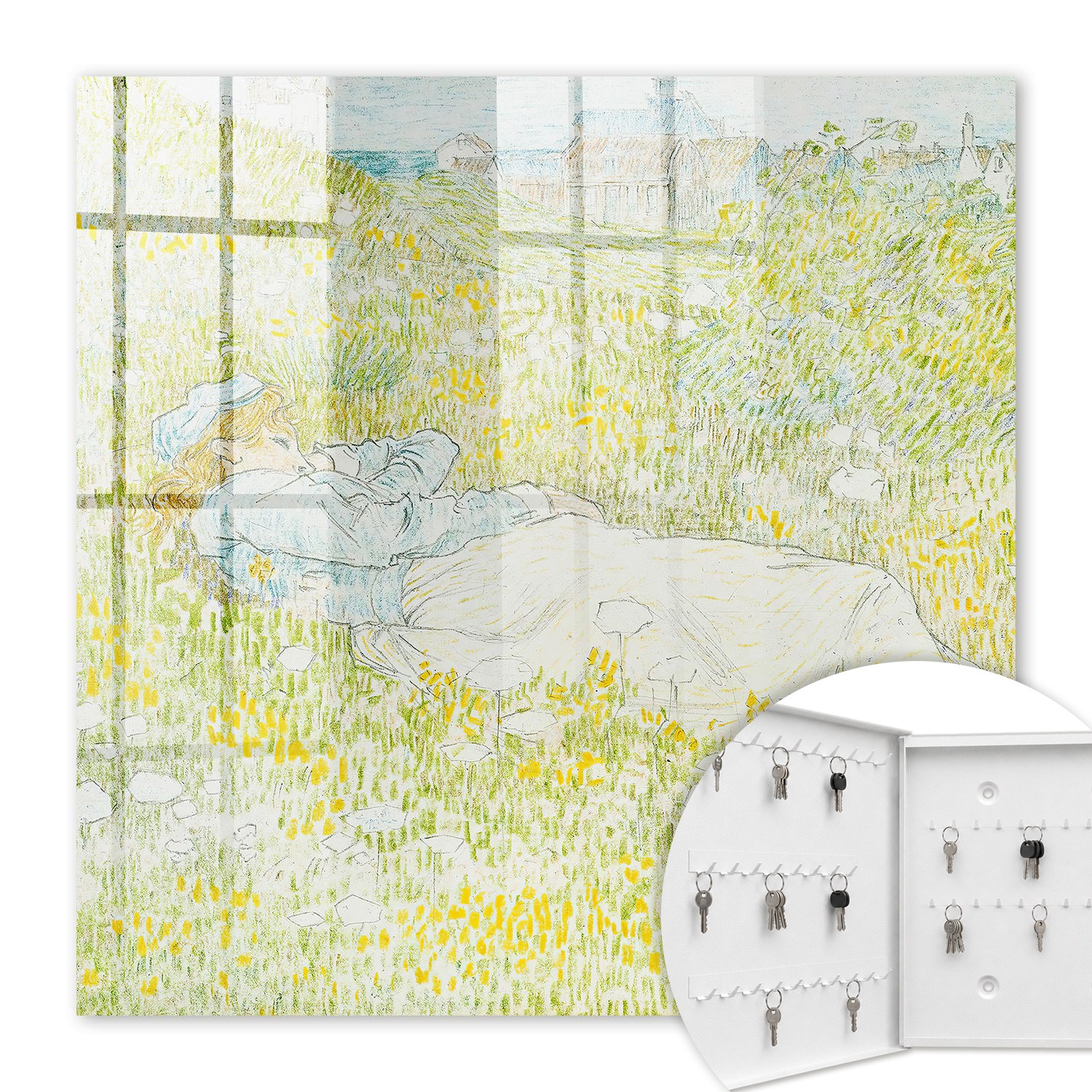 Armoire À Clés - (30 Cm X 30 Cm) - Boîte À Clés Murale - Coffret De Rangement Pour Clés - Couleur Blanche - Ouverture Vers La Gauche - Pour Maison Et Bureau - Repos Idyllique