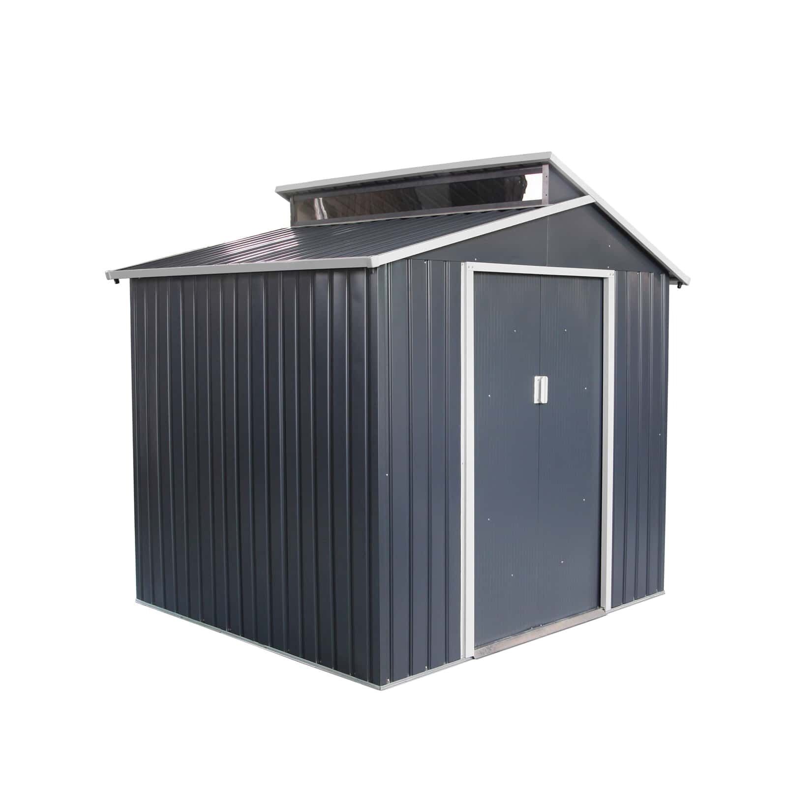 Abri De Jardin En Métal Gardiun Chester 4,25 M² 193x220x214 Cm Ext. Acier Galvanisé Gris Anthracite