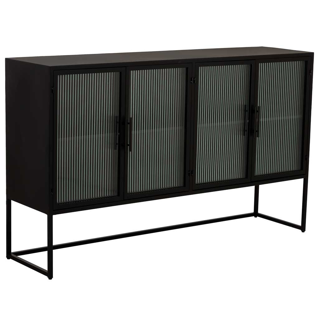 Buffet En Métal Noir Avec 4 Portes 150x38,5x90,5h Cm