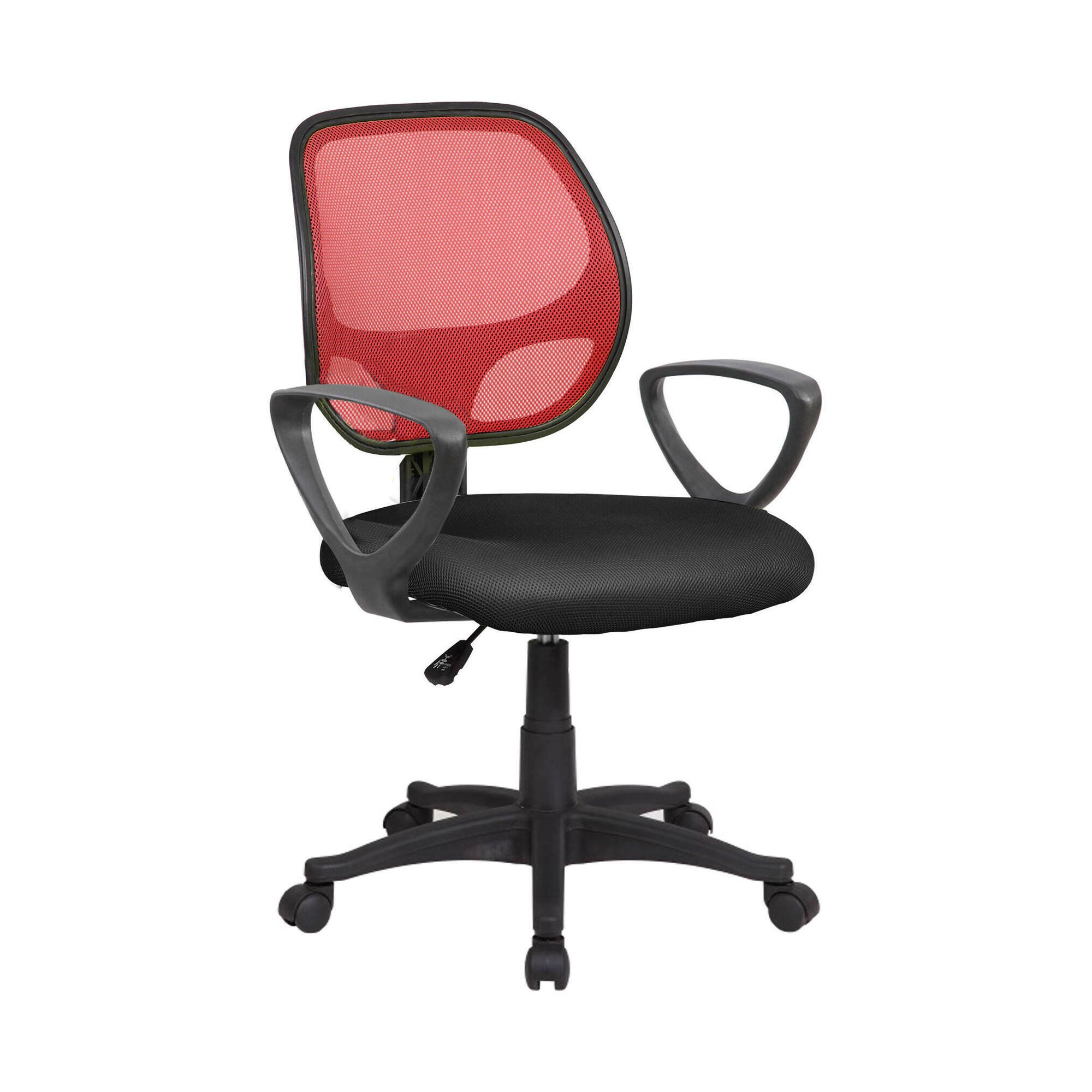 Chaise De Bureau,noir Rouge,55.5x57h100 Cm