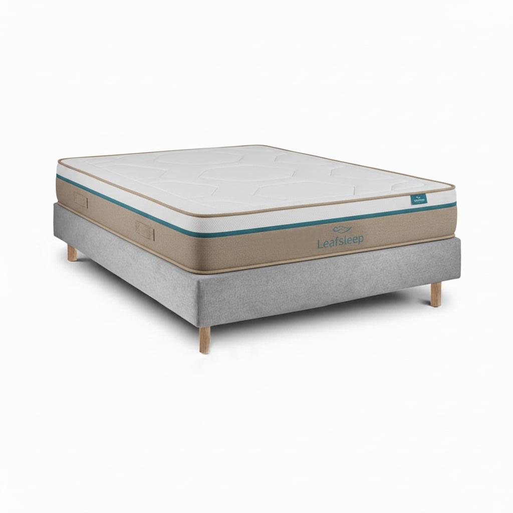 Ensemble Spring Visco Et Sommier Cement - Matelas Et Lit 200 X 80 Cm Leafsleep