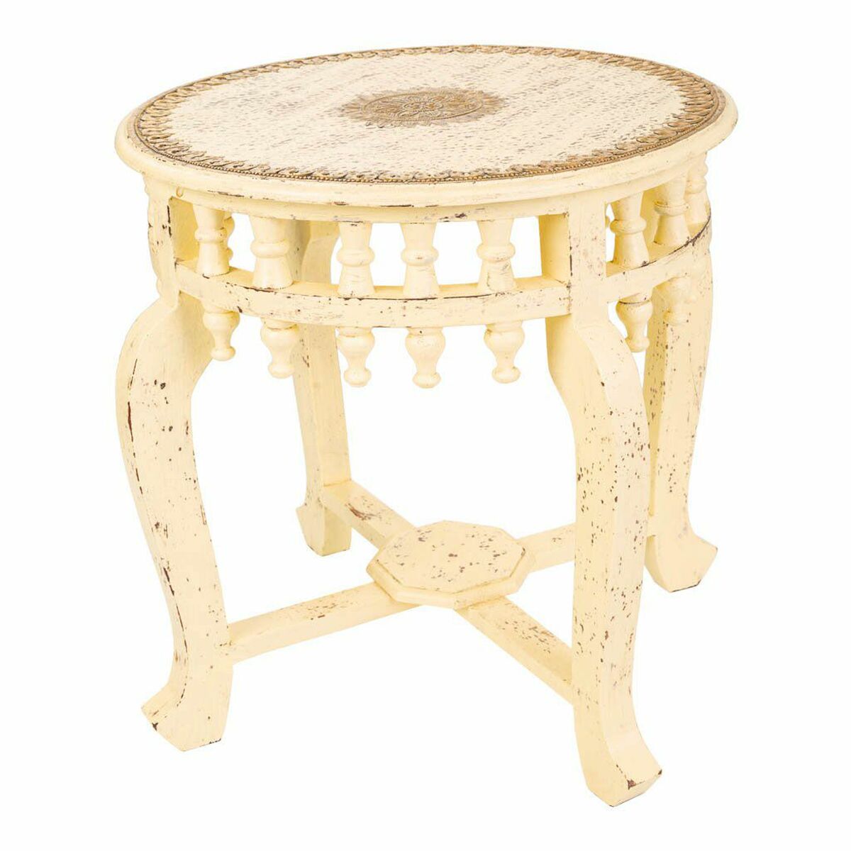 Table Basse Alexandra House Living Ivoire Laiton Bois De Manguier Bois Mdf 45 X 52 X 45 Cm