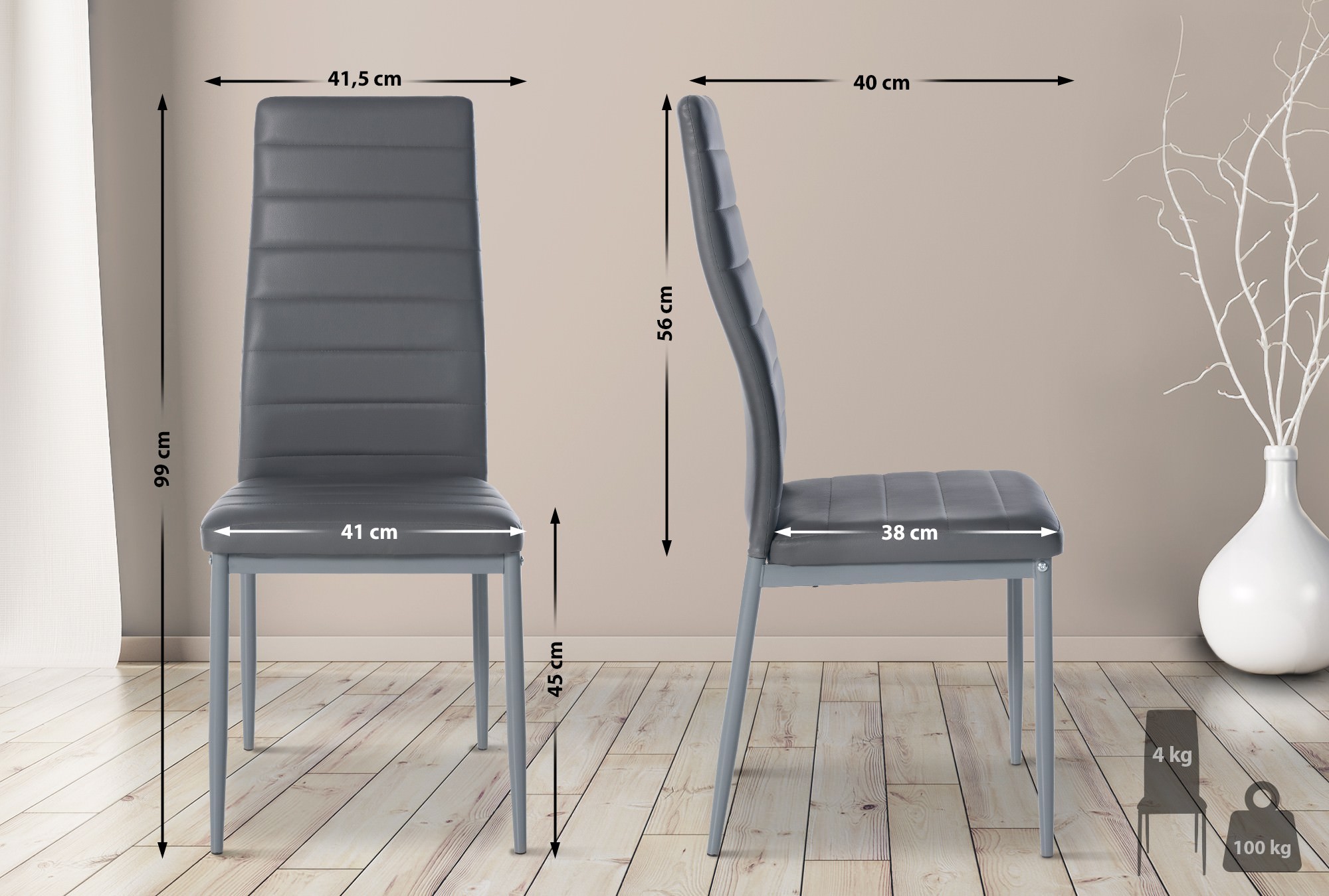 Lot De 6 Chaises De Salle À Manger Mayfair En Simili Cuir Gris