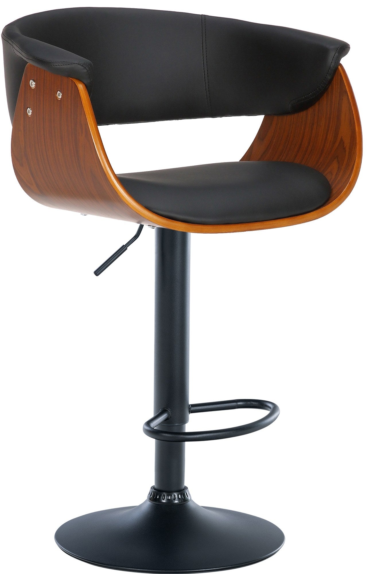 Tabouret De Bar Design Moderne Siège Réglable En Hauteur Et Pivotant En Pvc Noir Coque 10_0005452