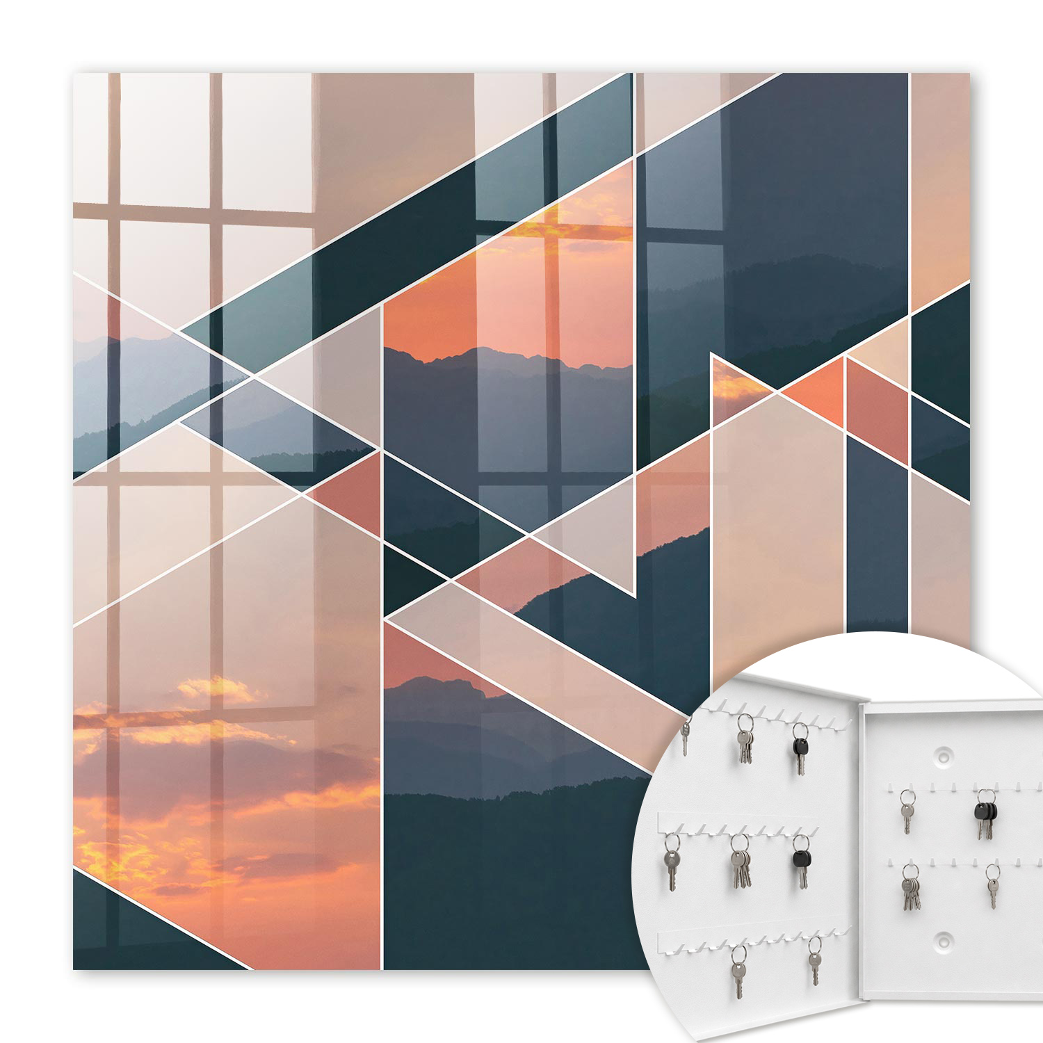Armoire À Clés - (30 Cm X 30 Cm) - Boîte À Clés Murale - Coffret De Rangement Pour Clés - Couleur Blanche - Ouverture Vers La Gauche - Pour Maison Et Bureau - Montagnes De L'Ouest