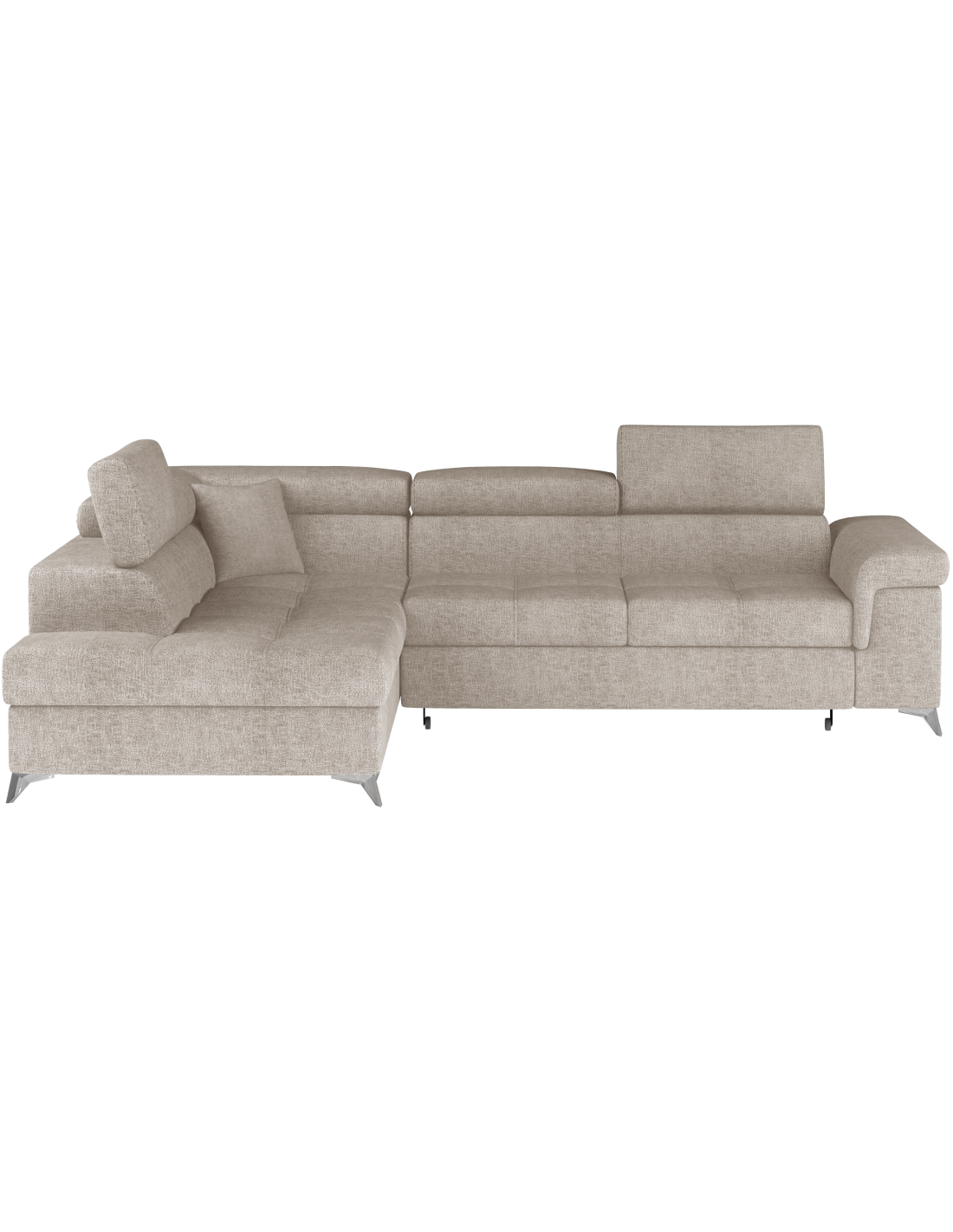 Canapé D'Angle Convertible Palazzo 4 Places Beige - Angle Gauche Avec Coffre