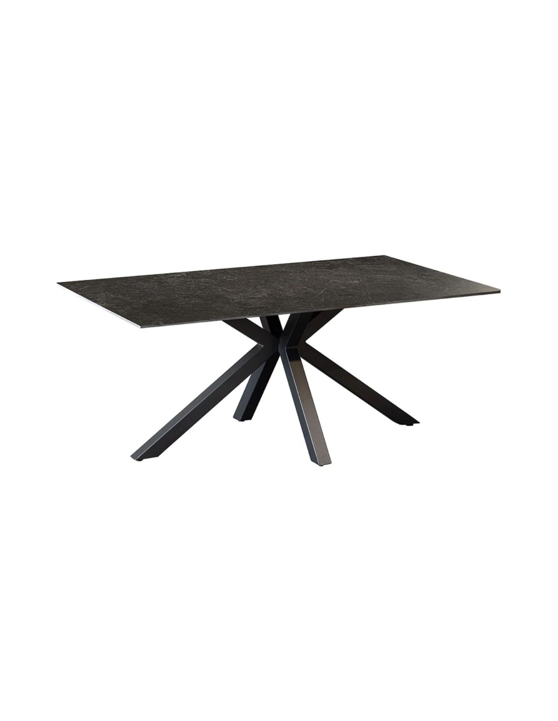 Table Basse Solara 100 Cm En Céramique Gris Anthracite Avec Pied Étoile En Métal Noir