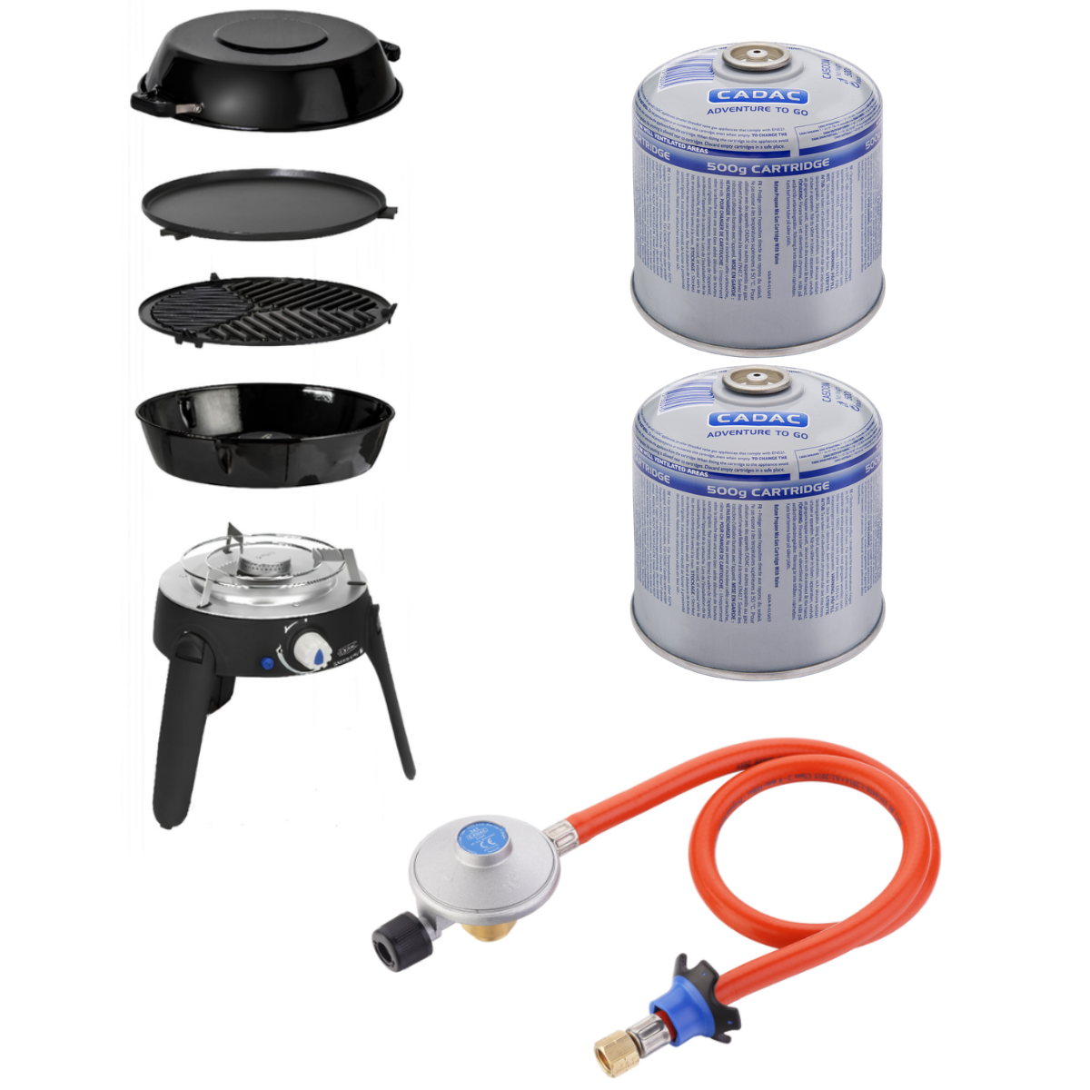 Pack Cadac Barbecue Gaz + Détendeur Pour Cartouche + 2 Cartouches De Gaz