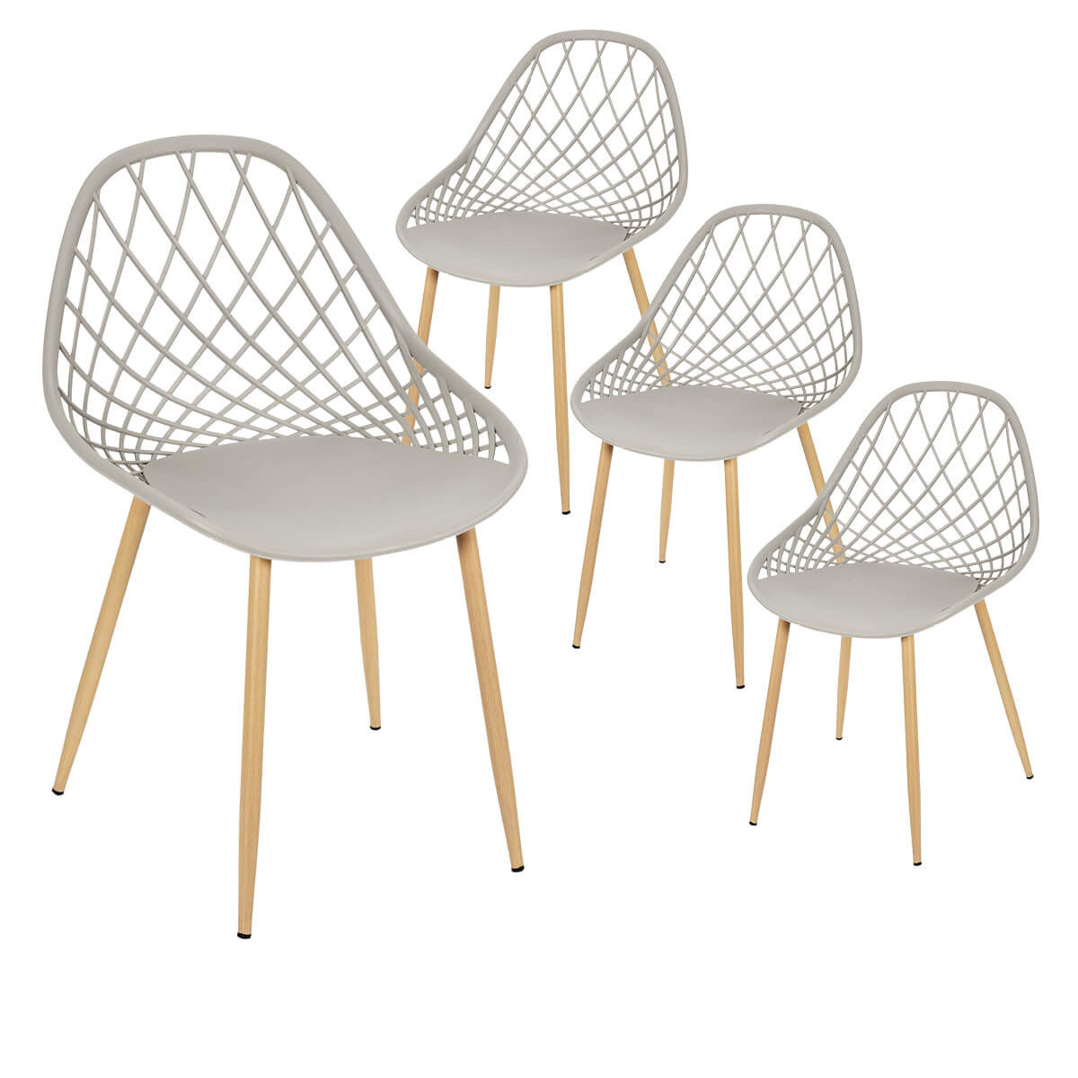 Tressie - Lot De 4 Chaises Gris Taupe Coque Arrondie